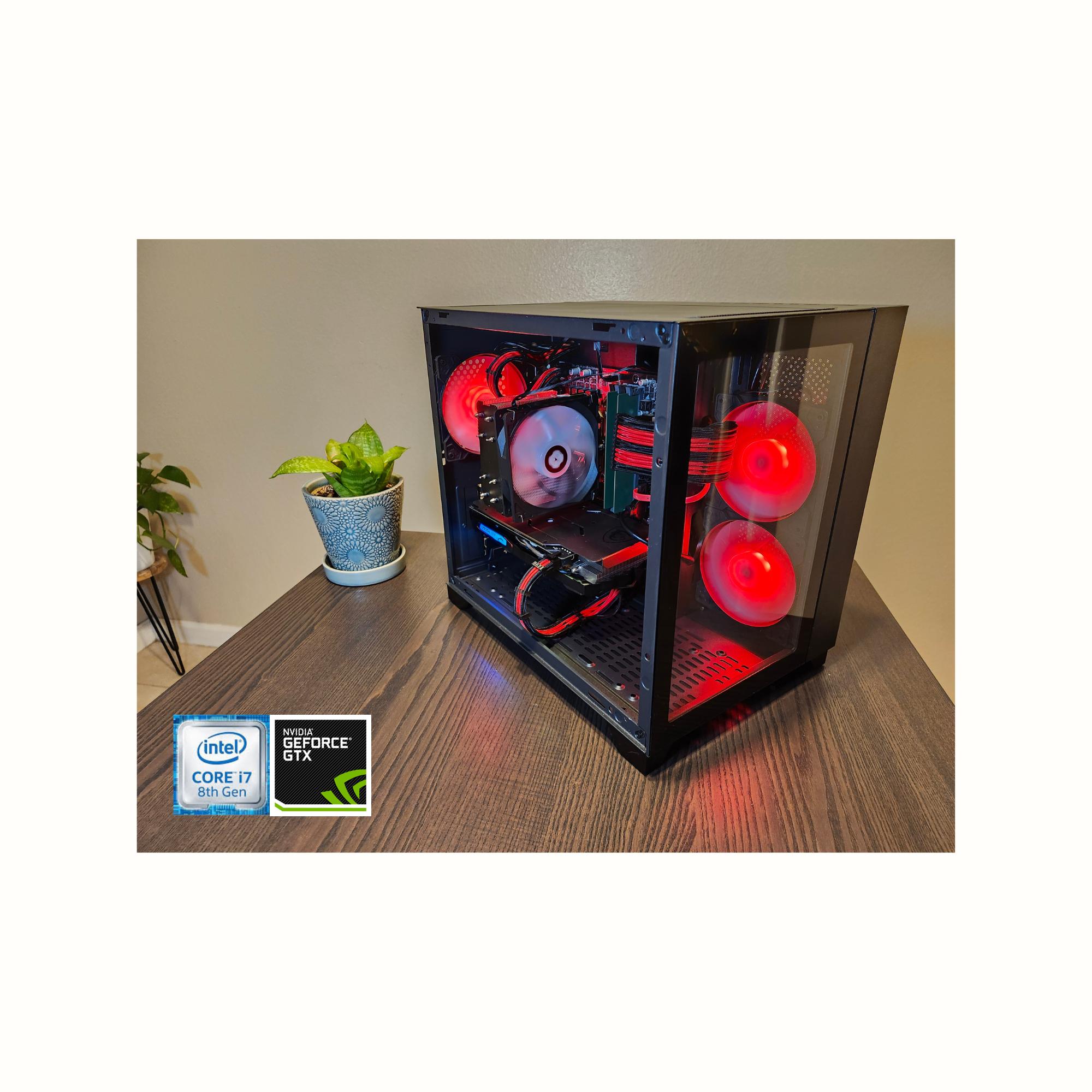 Custom Gaming PC - Intel i7-8700, GTX 1660, 16GB RAM, 500GB SSD - Black Case
