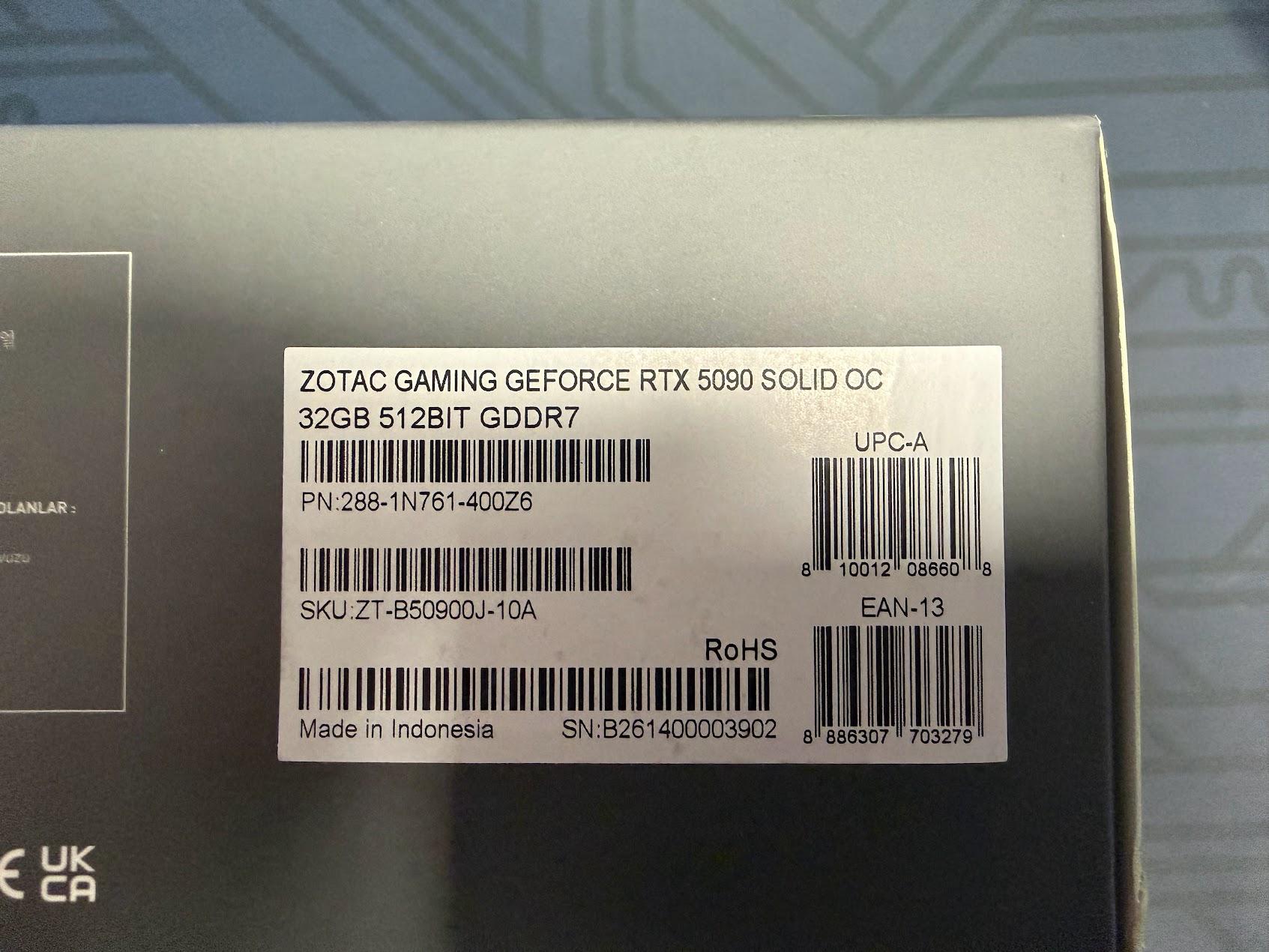 ZOTAC GAMING GeForce RTX 5090 SOLID