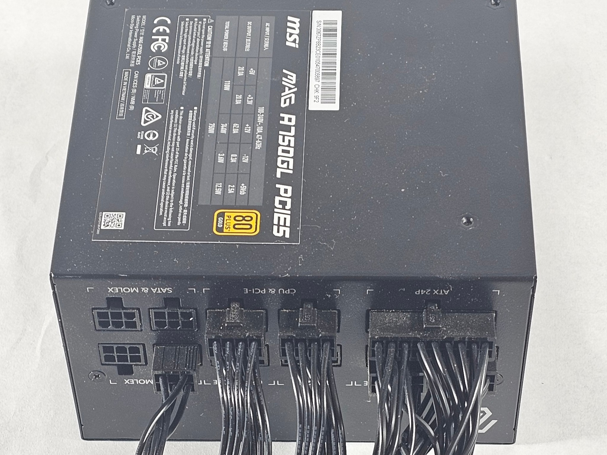 750 Watt PSU MSI MAG A750GL PCIE5 Power Supply