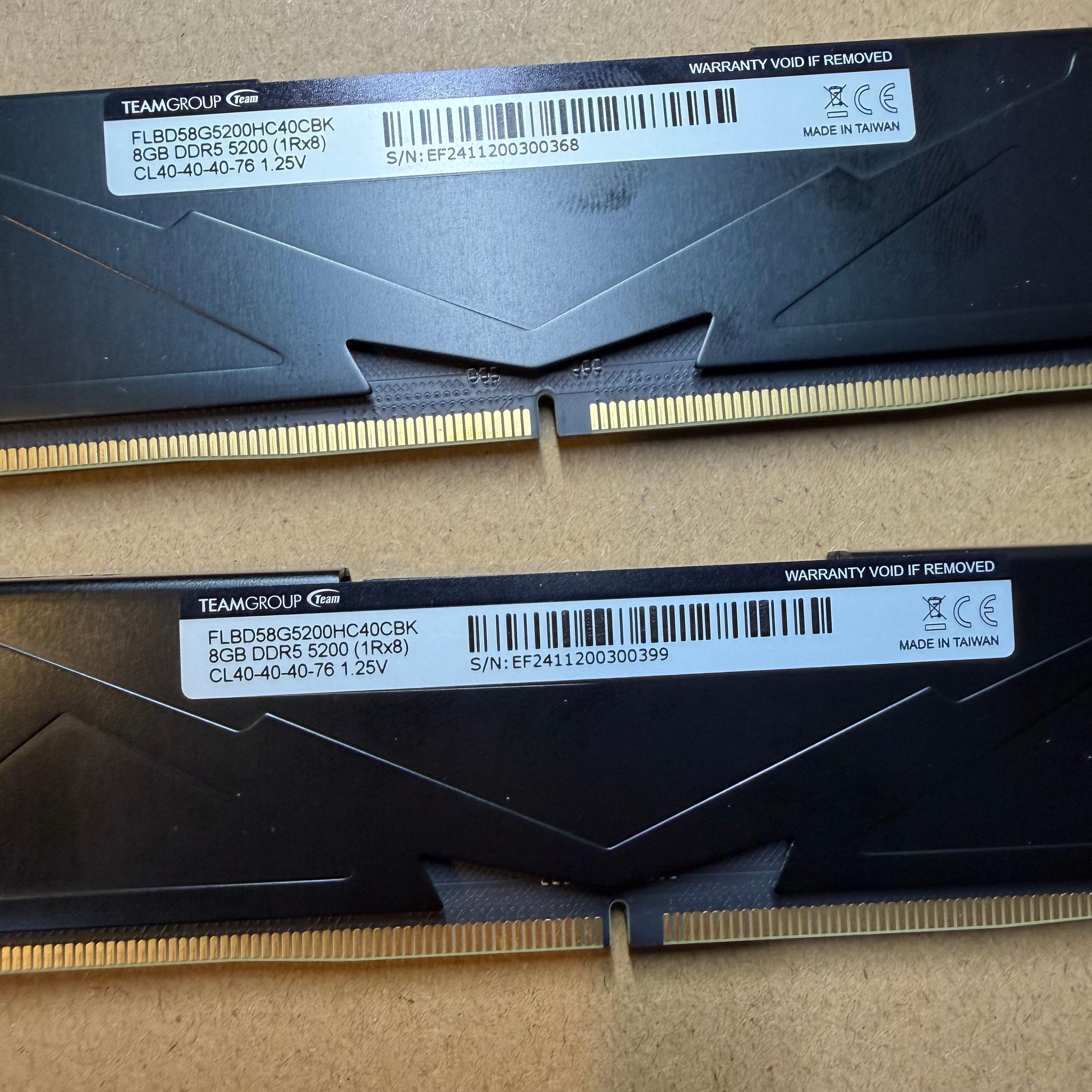 16 GB DDR5 Ram Team Group T Force Vulcan