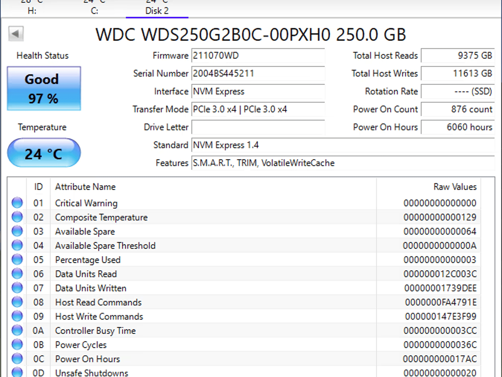 Western Digital SN550 NVMe SSD (250GB)