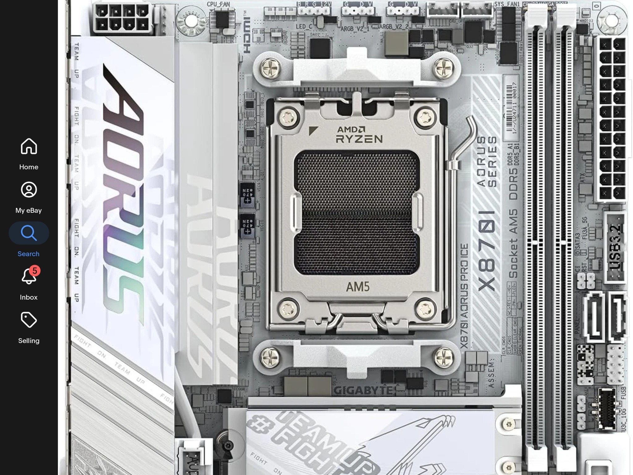 Gigabyte X870i Aorus Pro ICE + 7900X + 16Gb team elite RBG White