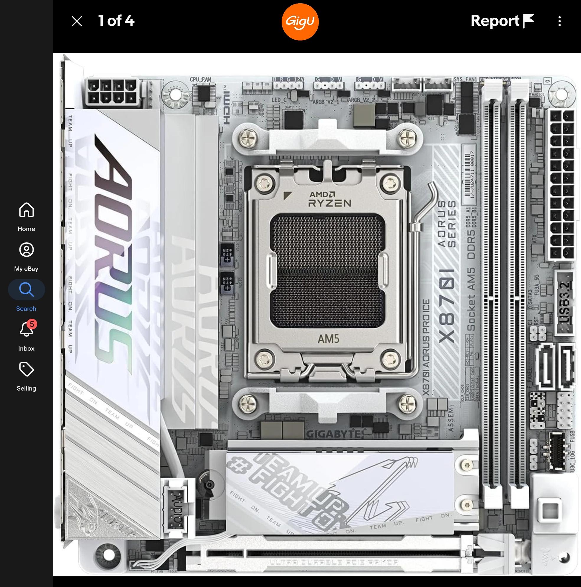 Gigabyte X870i Aorus Pro ICE + 7900X + 16Gb team elite RBG White