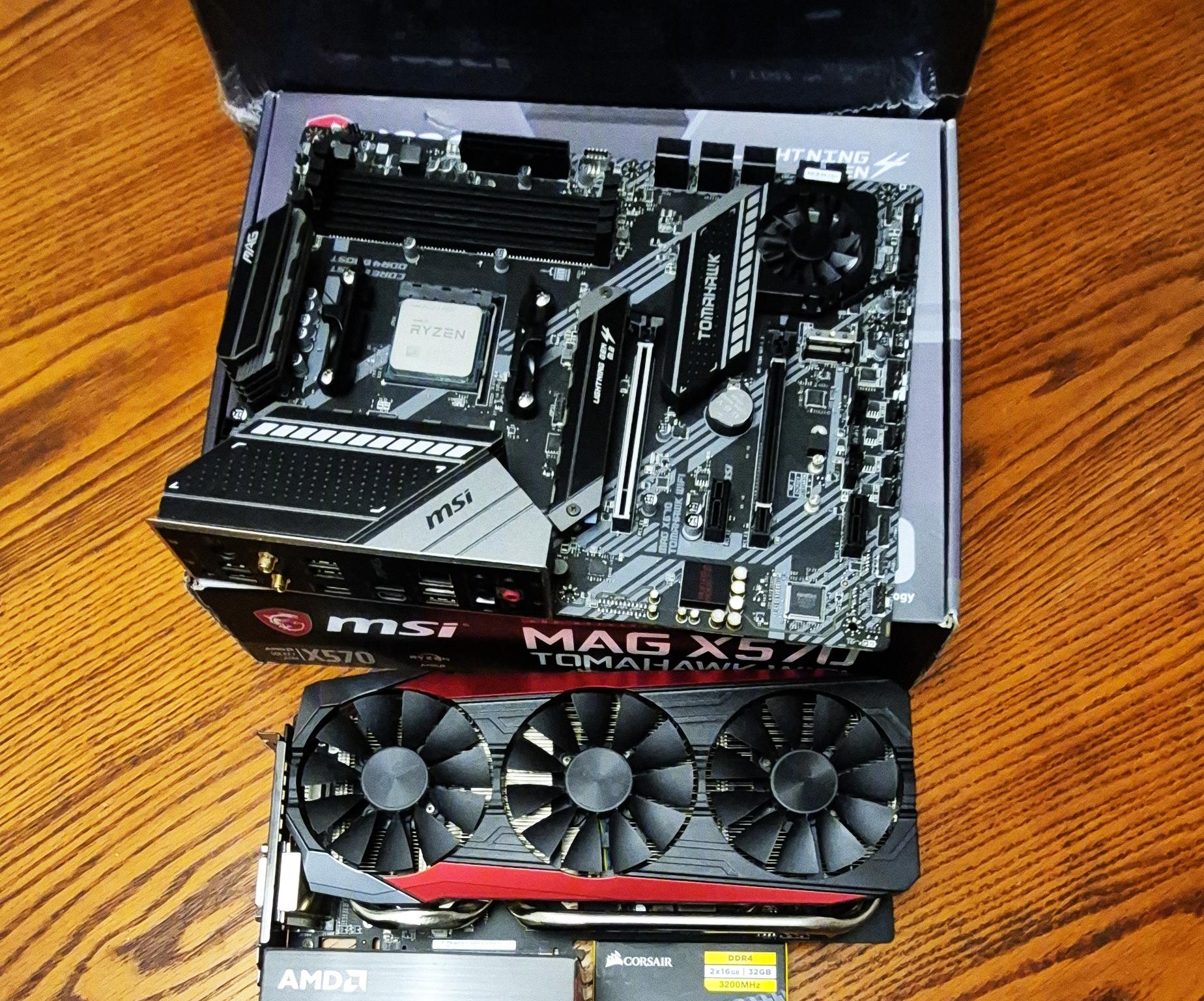 Pre-Owned  MSI X570 Tomahawk, Ryzen 9 5950X, New ARGB ICEMOON Liquid Cooler, 32GB RAM, ASUS 8GB VC