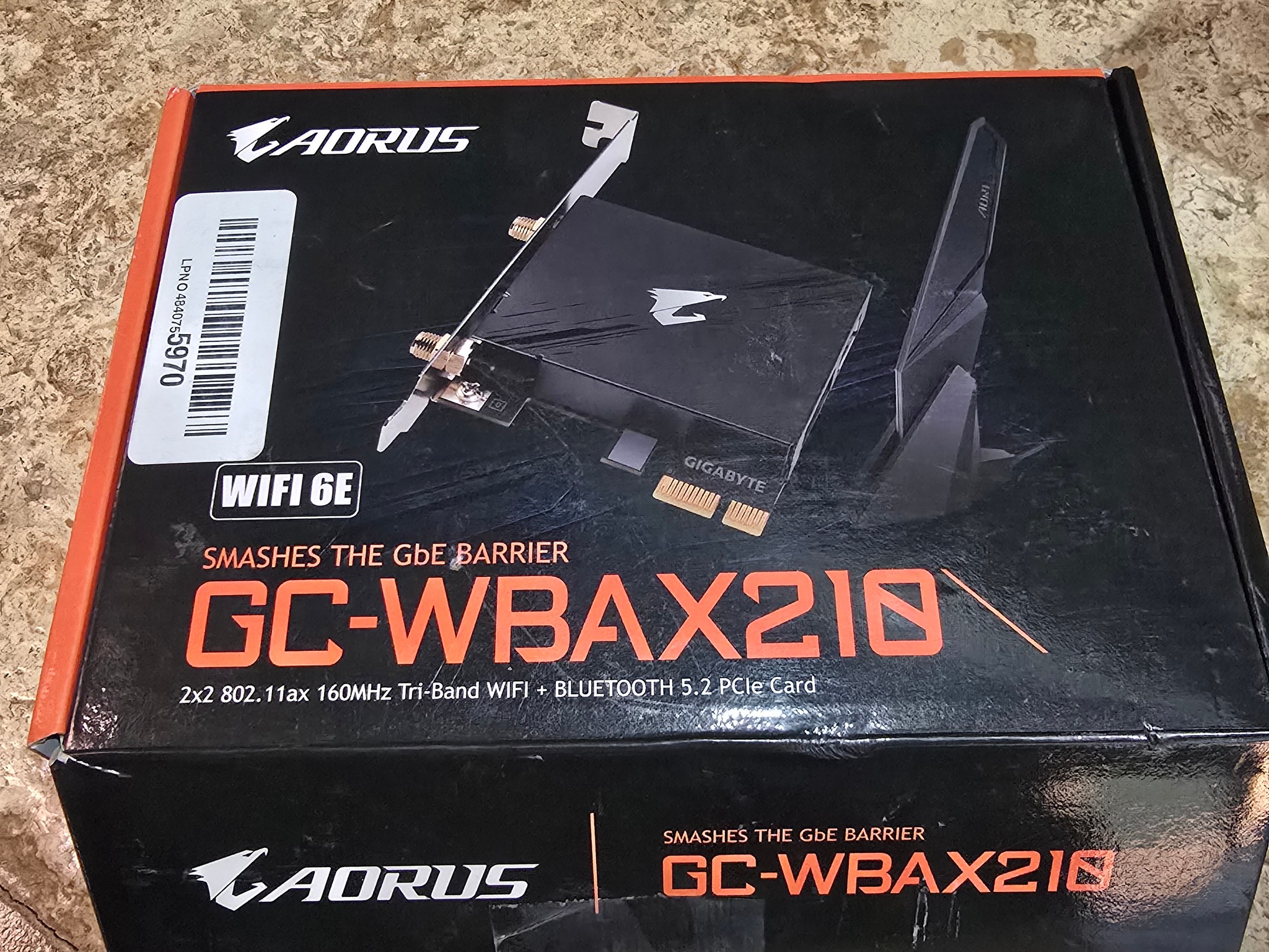 GIGABYTE AORUS WiFi 6E GC-WBAX210 2x2 802.11ax Tri-Band WiFi Bluetooth 5.2 PCIe Expansion Card