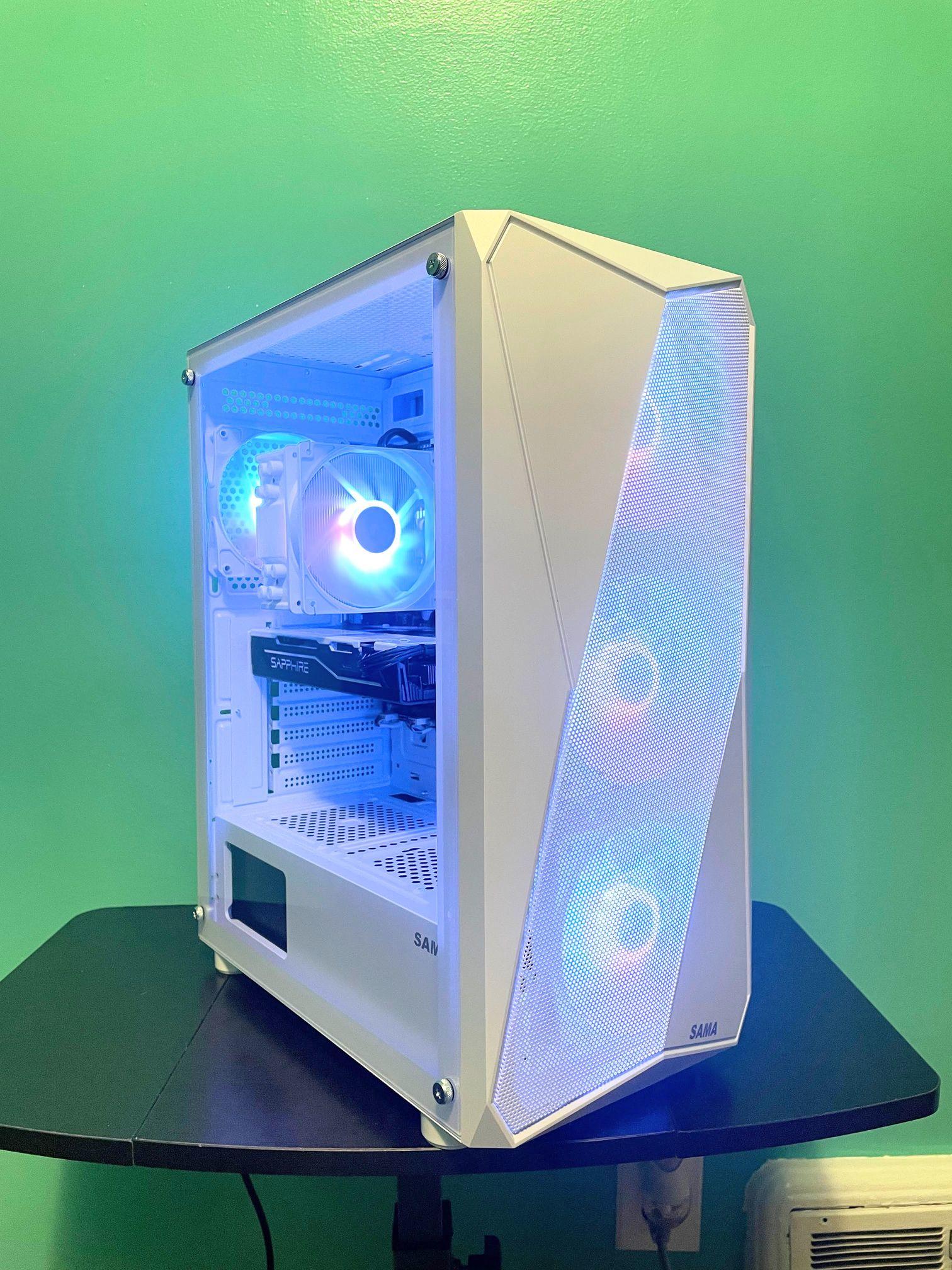 Frost White Budget Gaming PC | Intel i7 / AMD RX580 / 8GB / 1.1TB Win 11 Pro + Wi-Fi