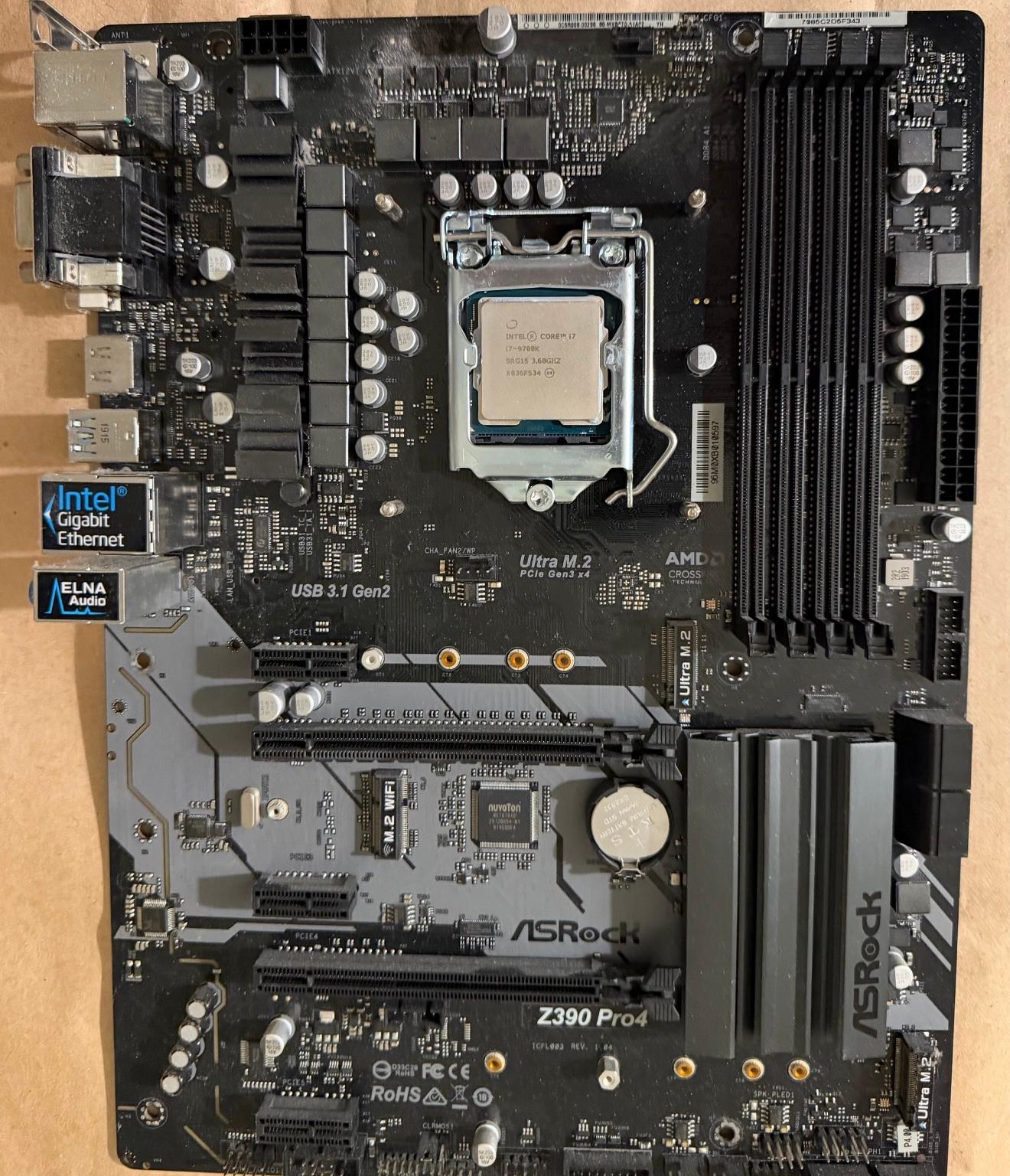 i7 9700k CPU + Asrock Z390 Pro4 Motherboard