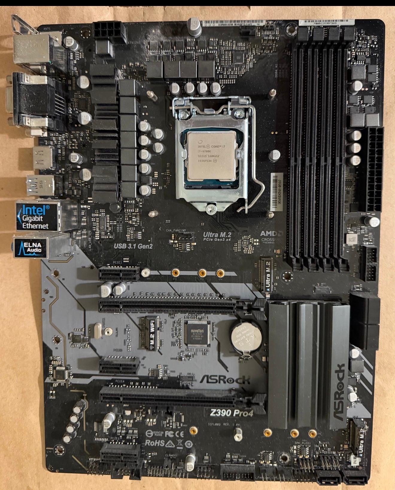i7 9700k CPU + Asrock Z390 Pro4 Motherboard