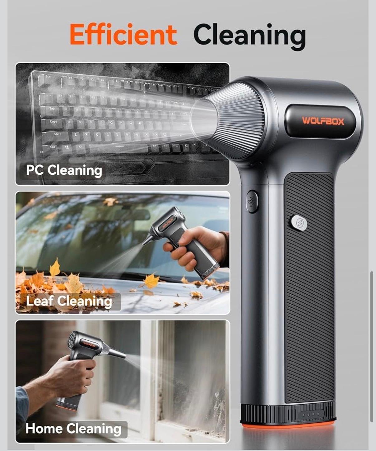 WOLFBOX MF200 Compressed Air Duster, Removable Battery