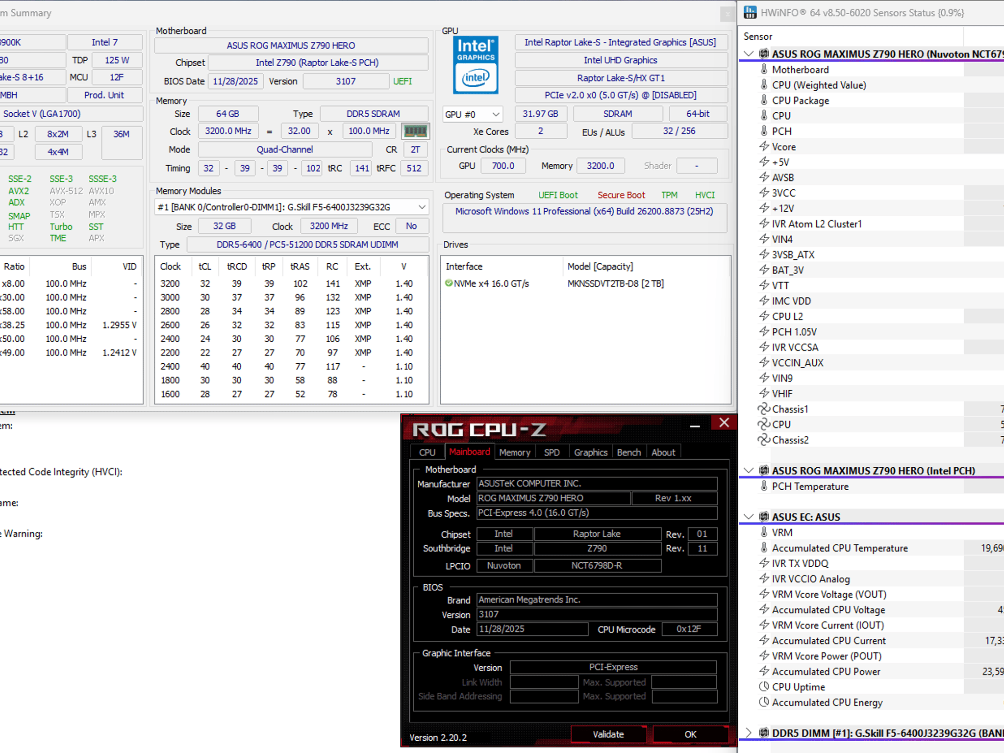 ASUS ROG Maximus Z790 Hero + Mushkin Vortex 2TB SSD + Win 11 Pro Retail