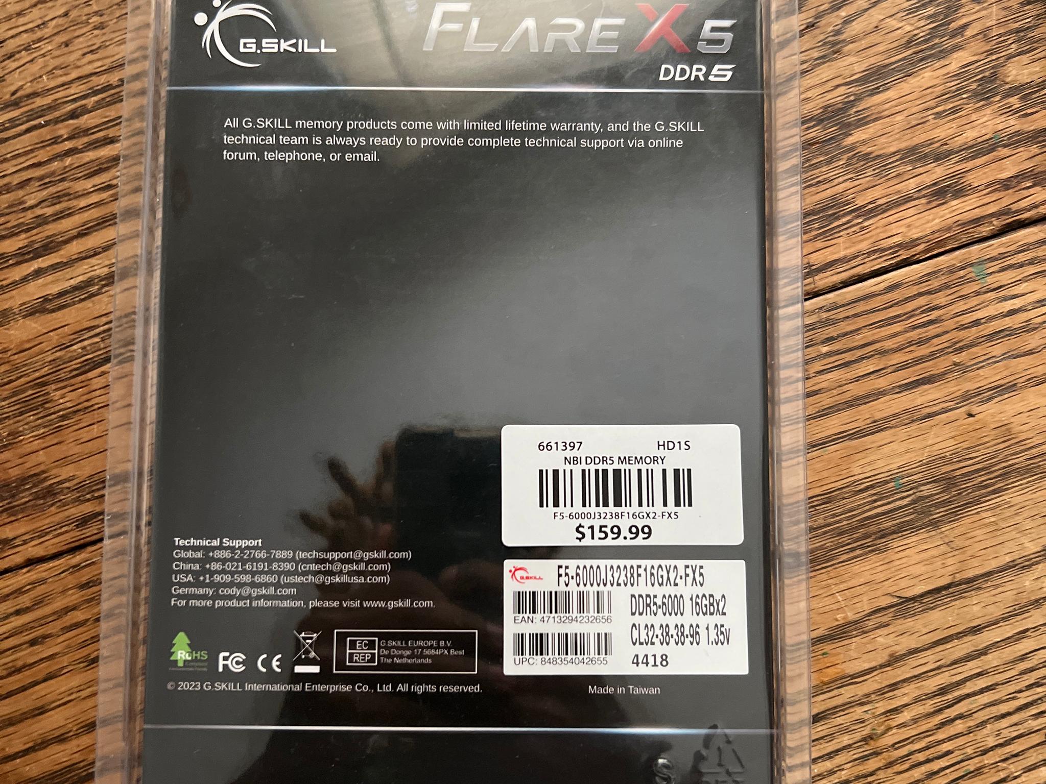 BRAND NEW UNOPENED: G.SKILL FLARE X5 32GB (2x16gb) DDR5 6000