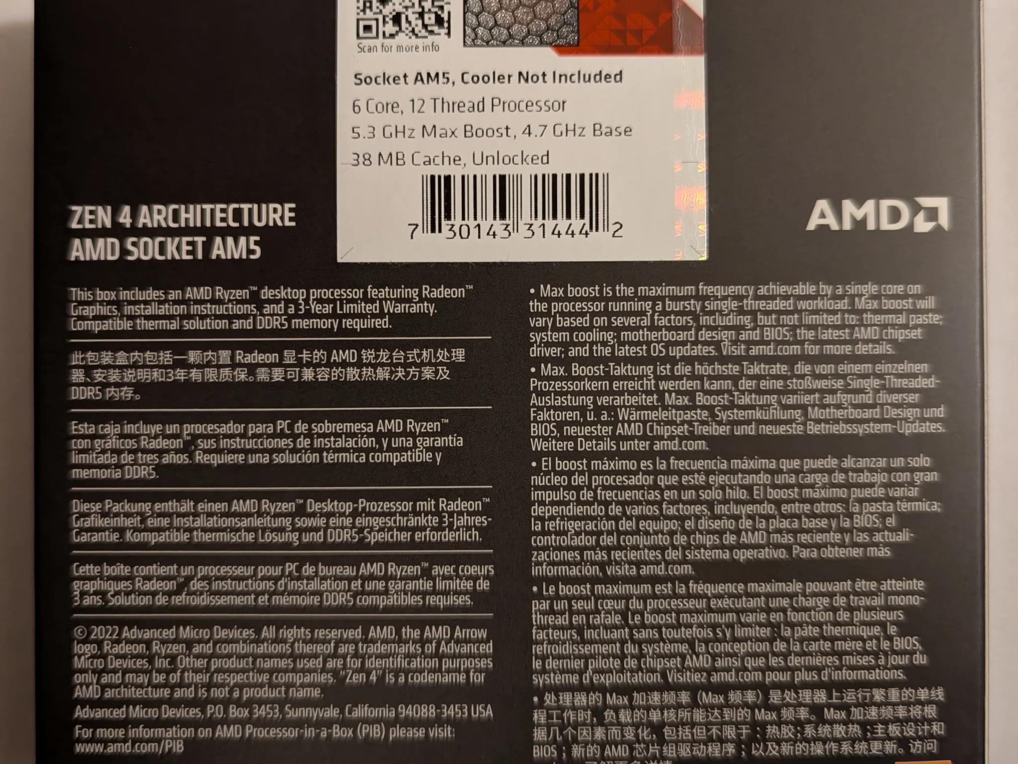 AMD Ryzen 5 7600X + MSI Pro B650-S WIFI + G.Skill Flare X5 32GB DDR5 6000MT/s Bundle All Brand New