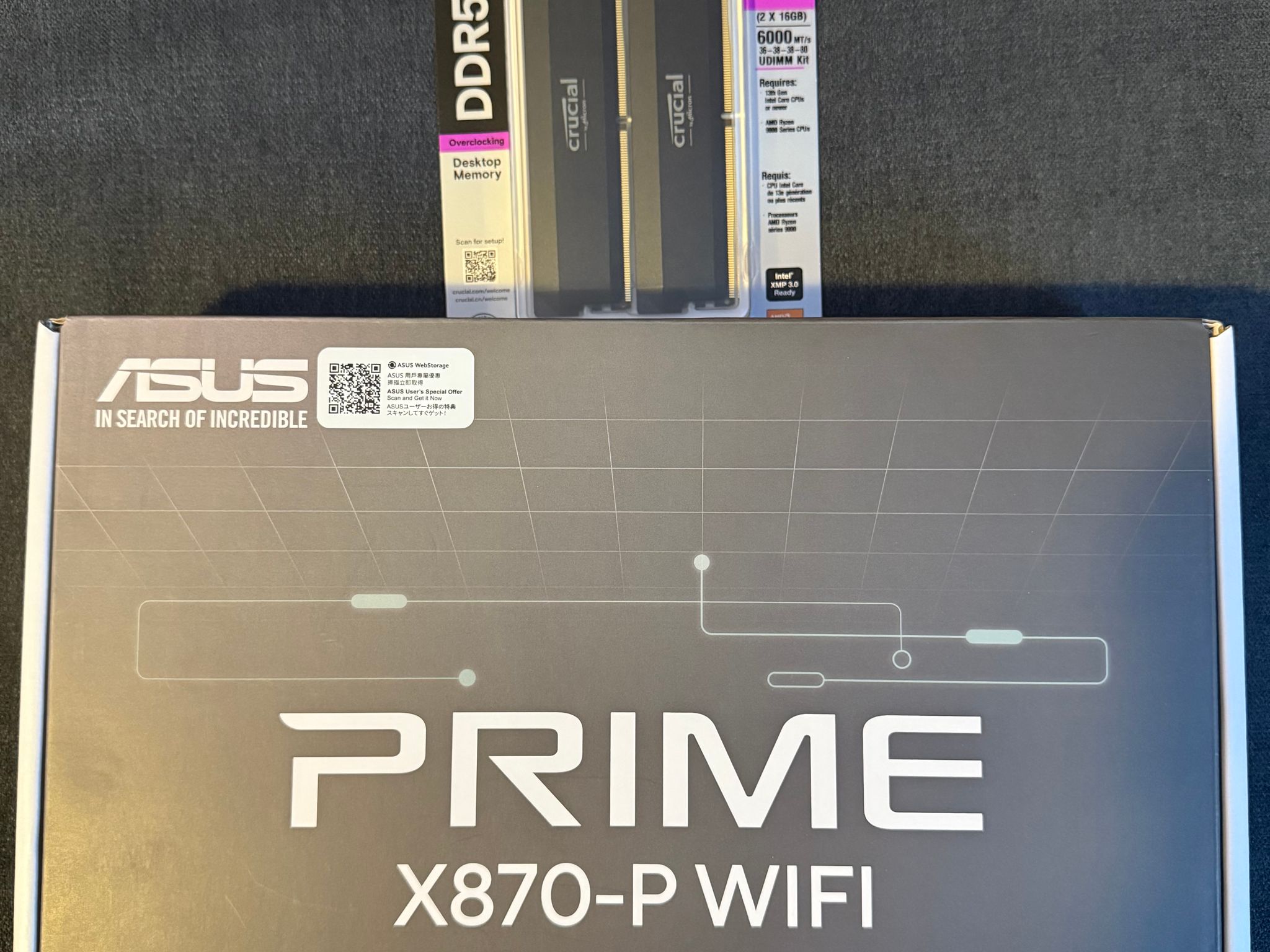 ASUS PRIME X870-P WIFI + Crucial Pro Overclocking 32GB (2x16GB) DDR5-6000 CL36