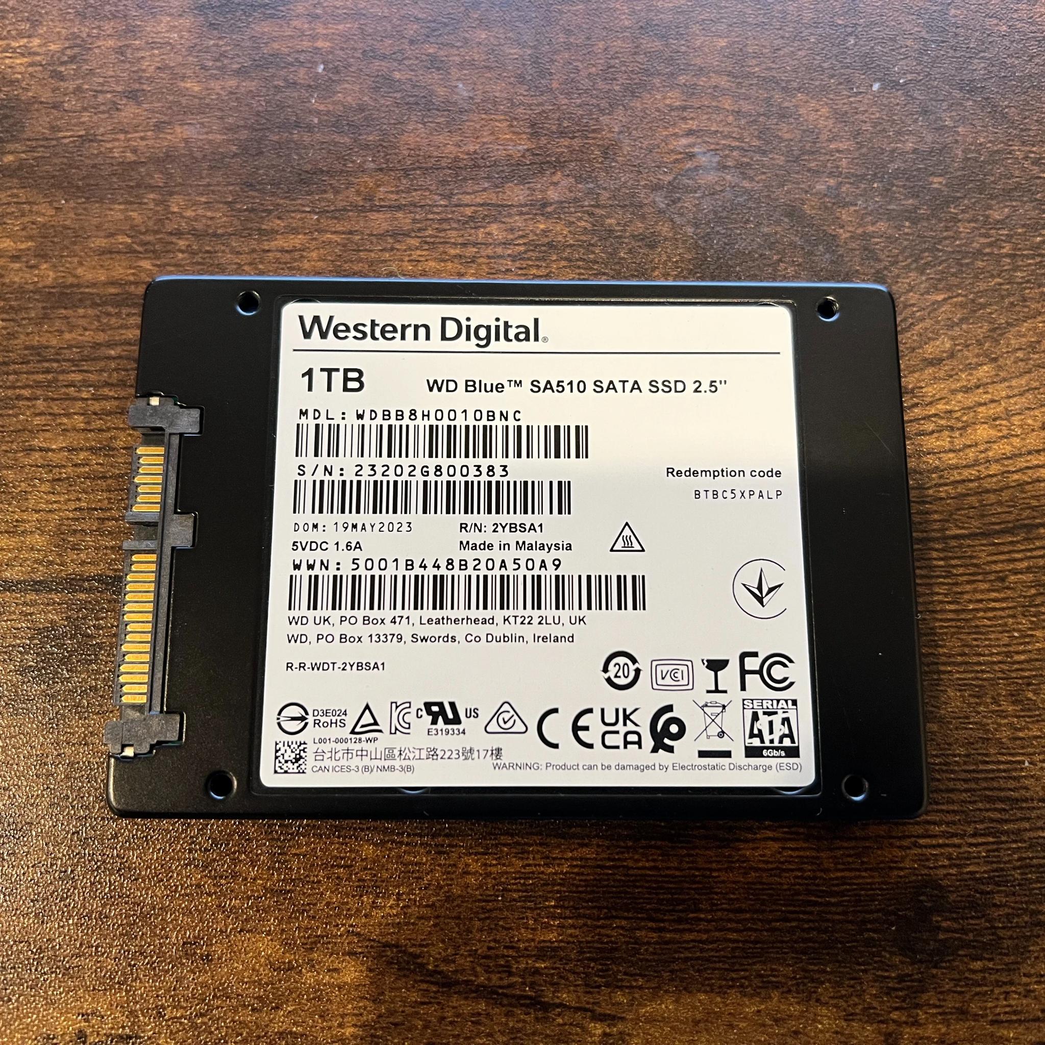 Western Digital 1TB WD Blue SA510 SATA Internal Solid State Drive SSD