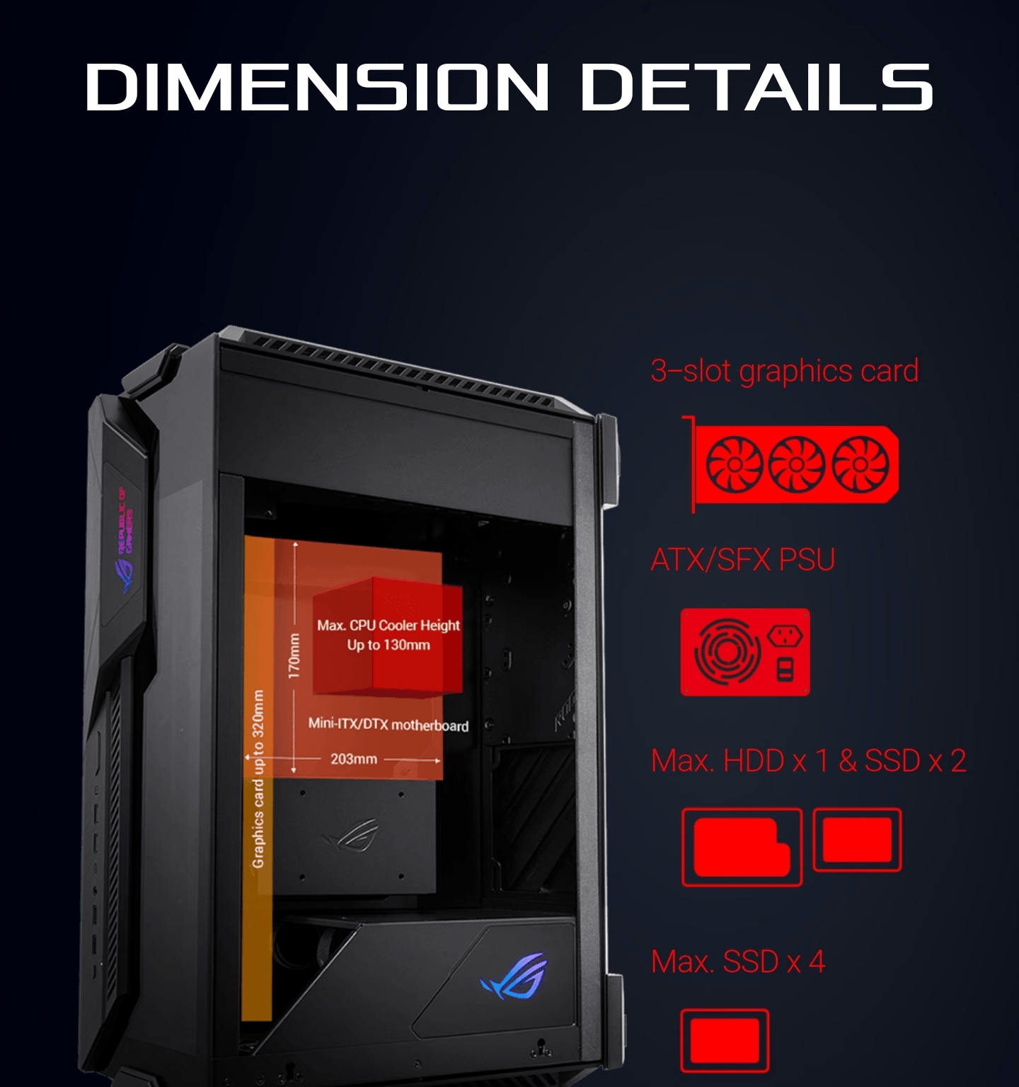 BNIB ASUS ROG Z11 Mini-ITX/DTX Mid-Tower PC Gaming Case.