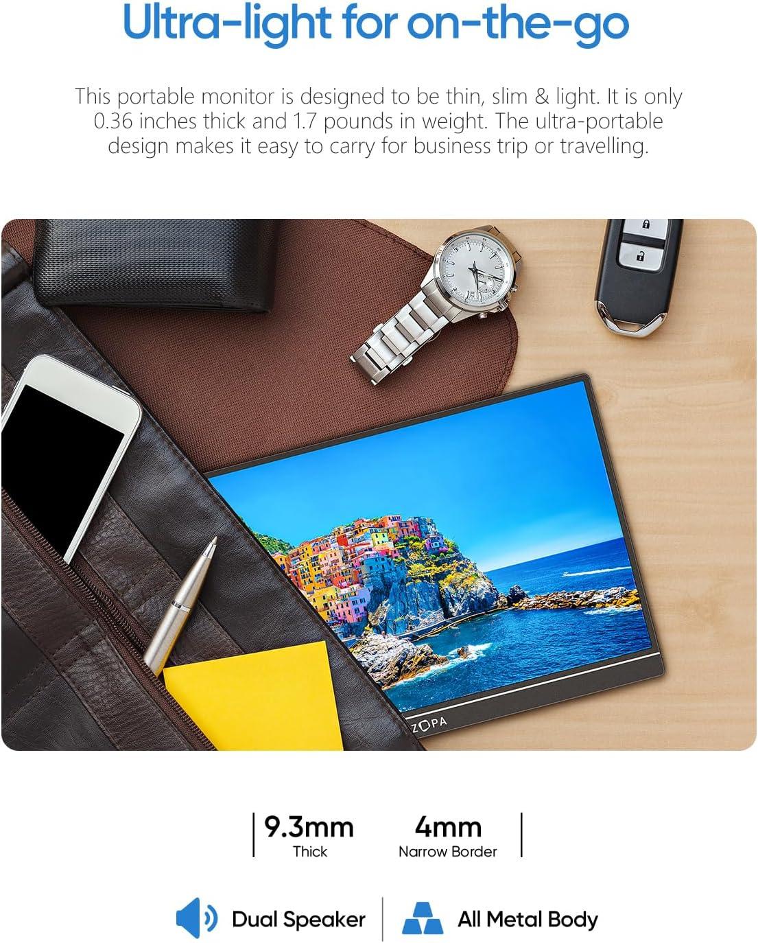 ARZOPA 16.1'' 144Hz Portable Gaming Monitor, 106% sRGB 1080P