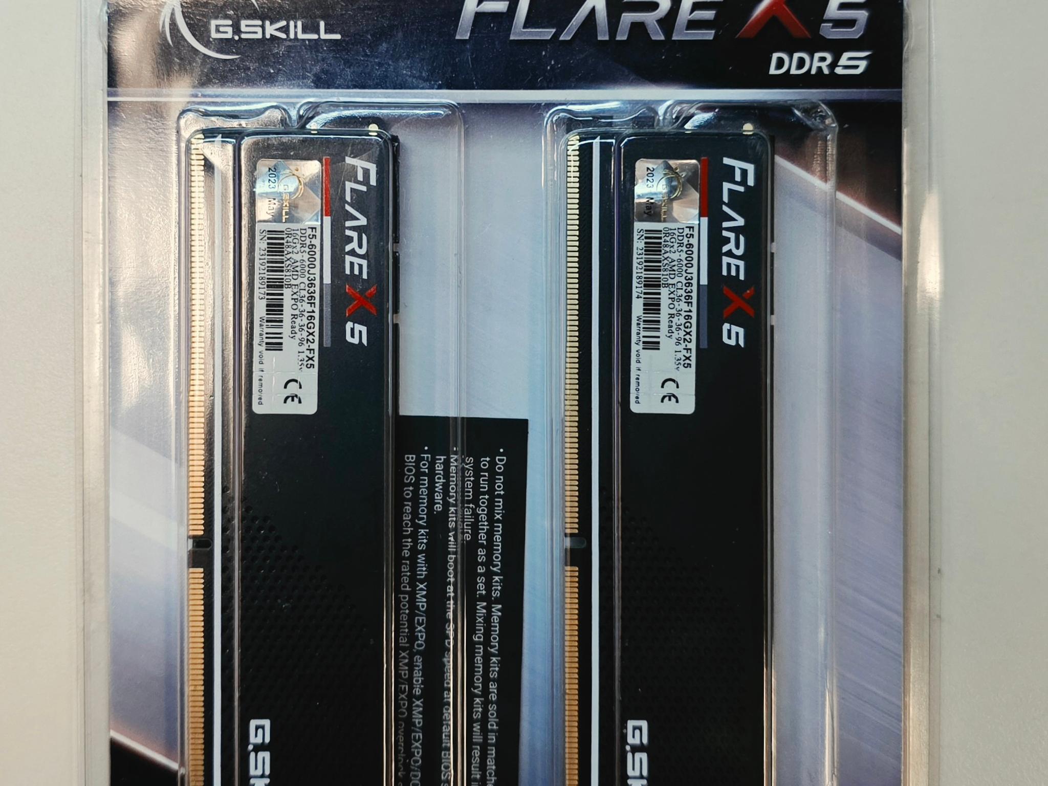 G.Skill Flare X5 Series AMD EXPO DDR5 RAM 32GB (2 x 16GB) 6000MT/s CL36-36-36-96 Low Profile