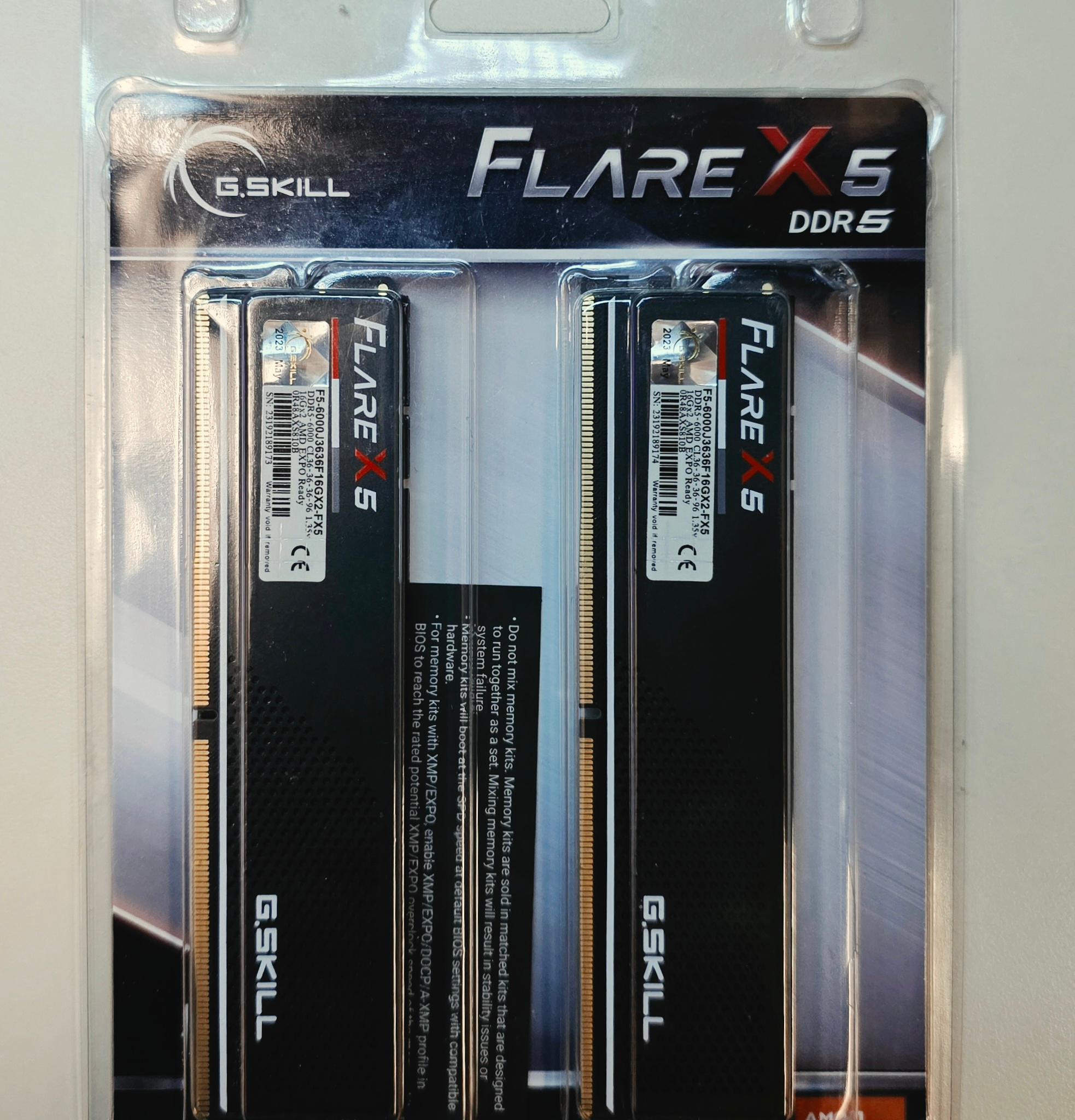 G.Skill Flare X5 Series AMD EXPO DDR5 RAM 32GB (2 x 16GB) 6000MT/s CL36-36-36-96 Low Profile