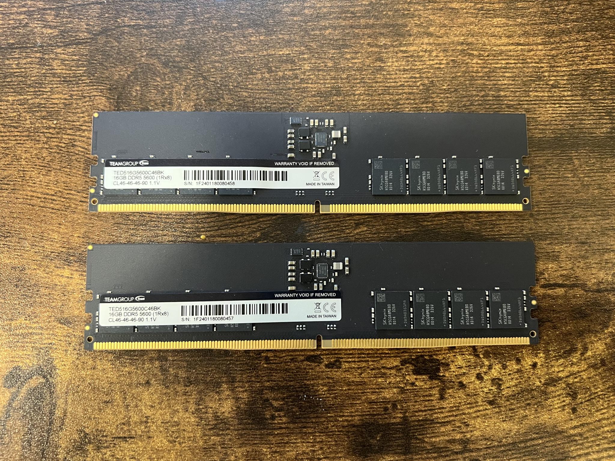 32GB (2x16GB) DDR5-5600MHz CL46 TeamGroup Elite RAM