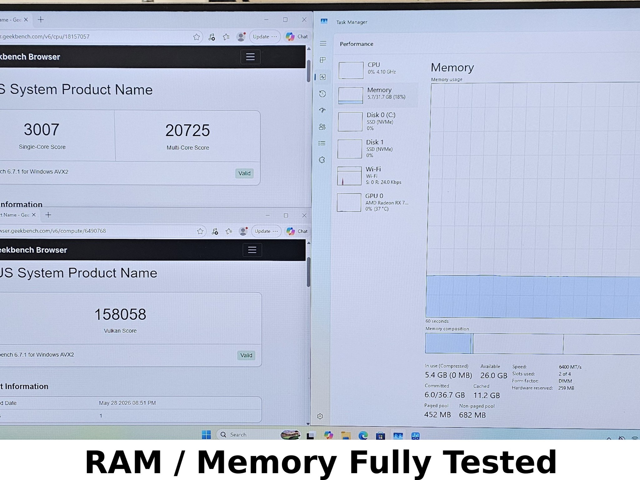 32GB DDR5 (2x16GB) RGB CL32 6400MT/s Corsair Vengeance