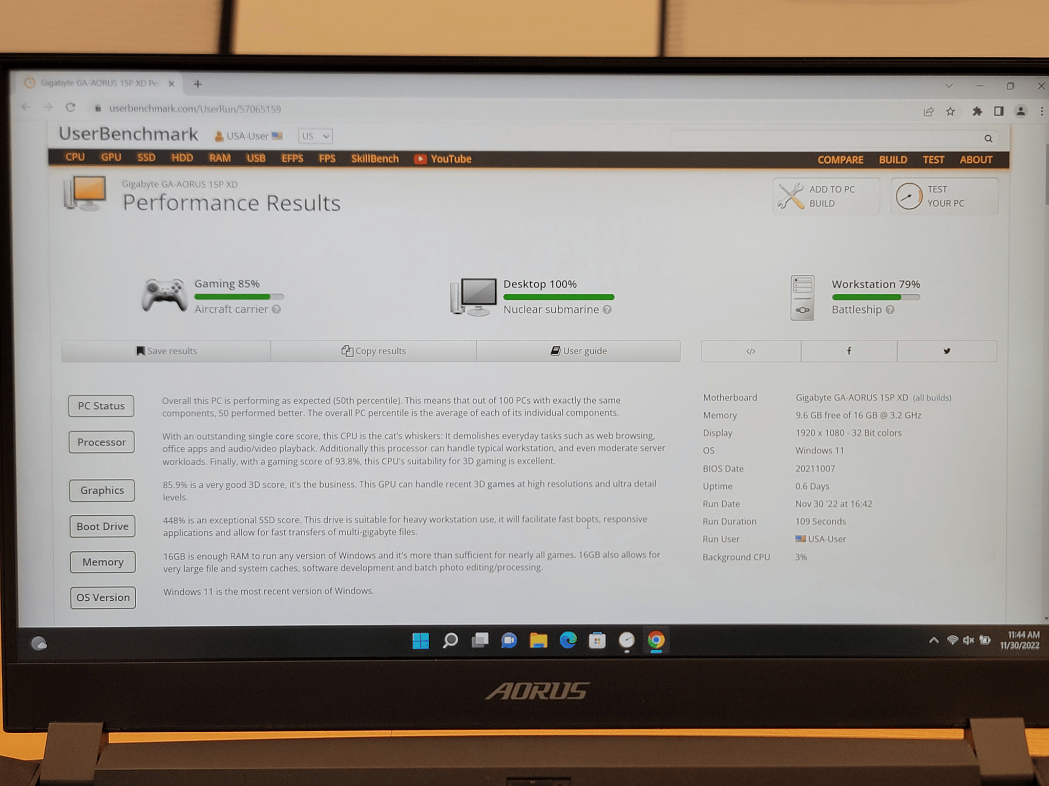 Gigabyte Aorus 15.6 IPS 240Hz Gaming Laptop - I7 - RTX 3070 
