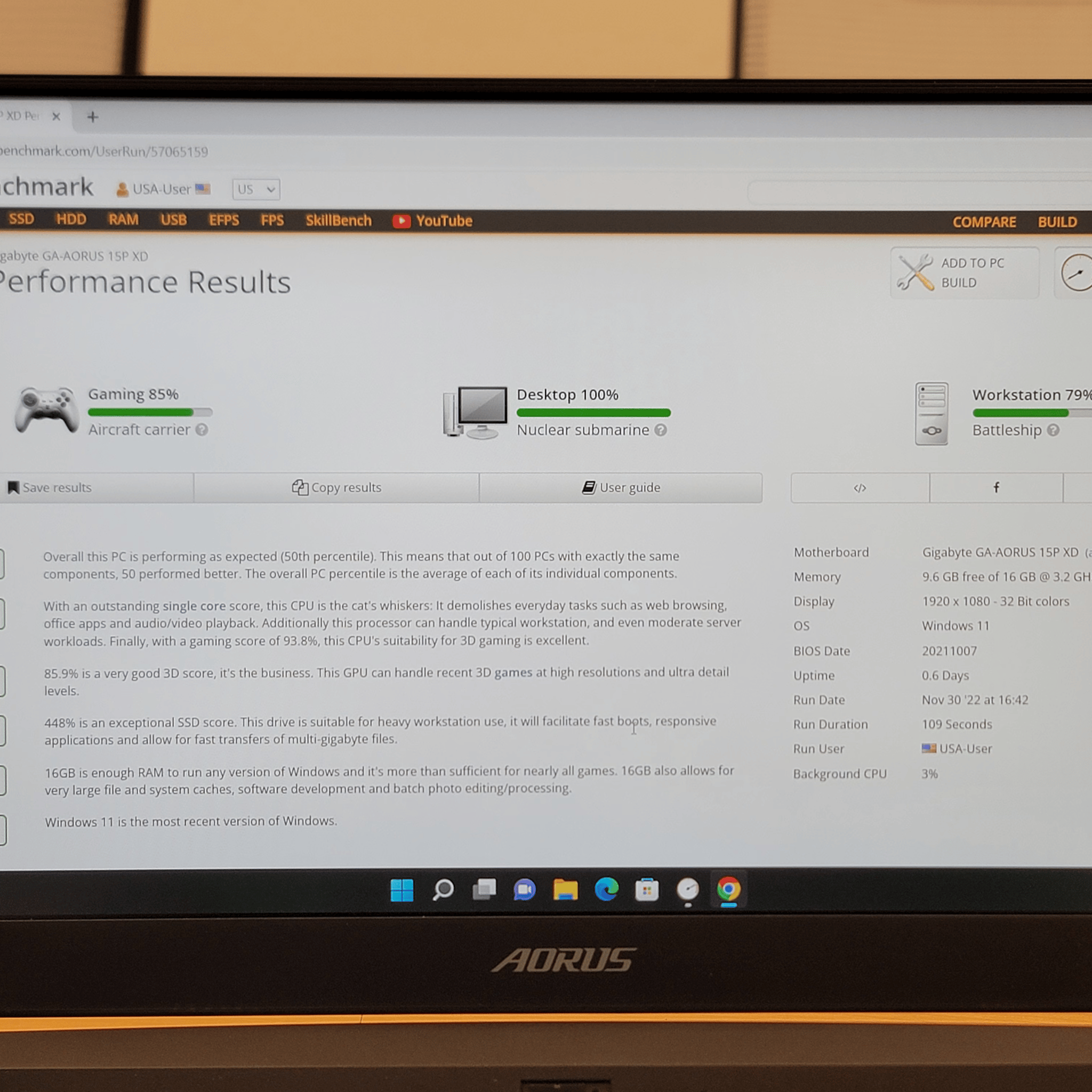 Gigabyte Aorus 15.6 IPS 240Hz Gaming Laptop - I7 - RTX 3070 