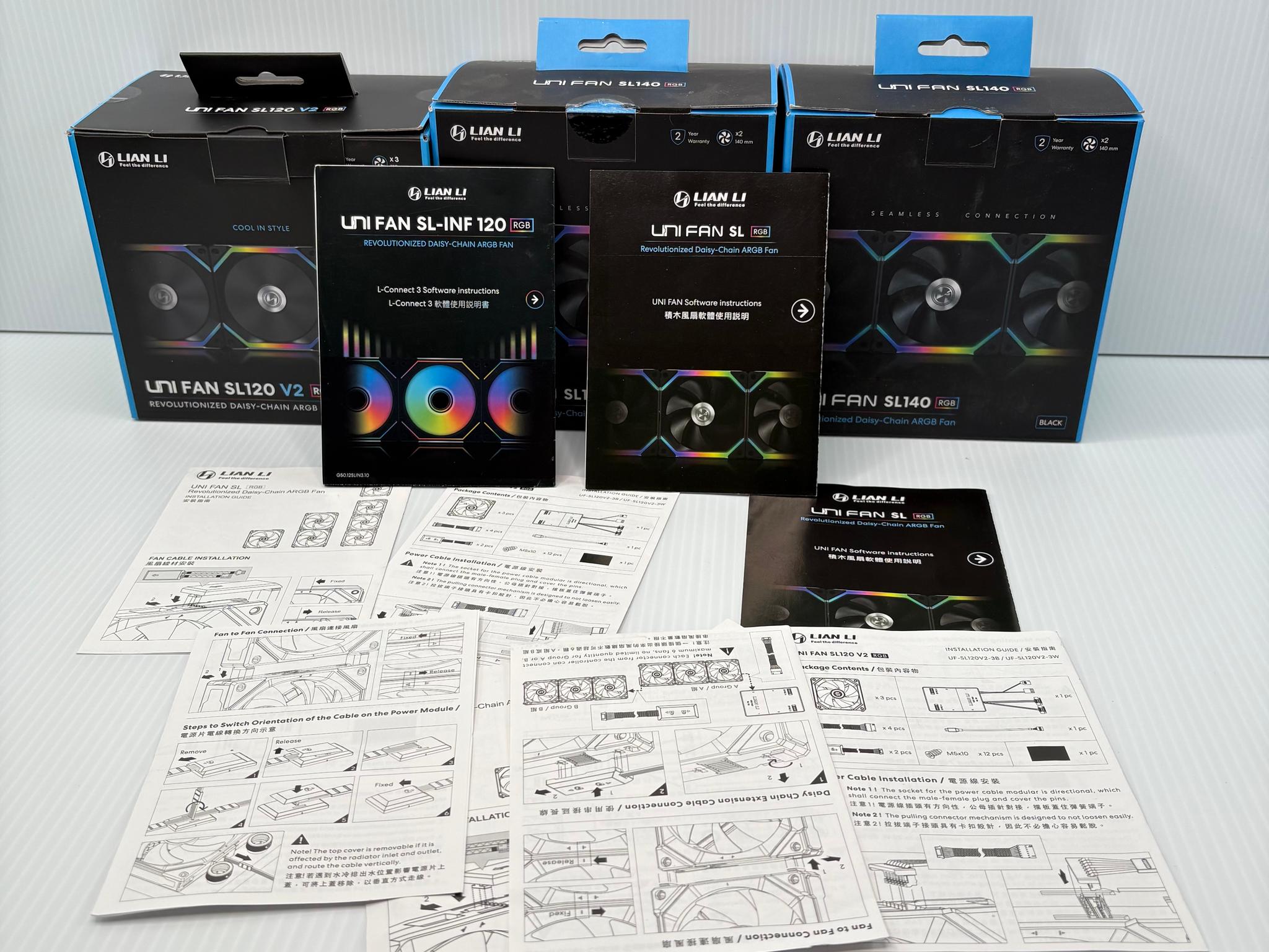 Lian Li UNI FAN Bundle – (4) SL140 + (1) SL120 V2 + Tons of Accessories