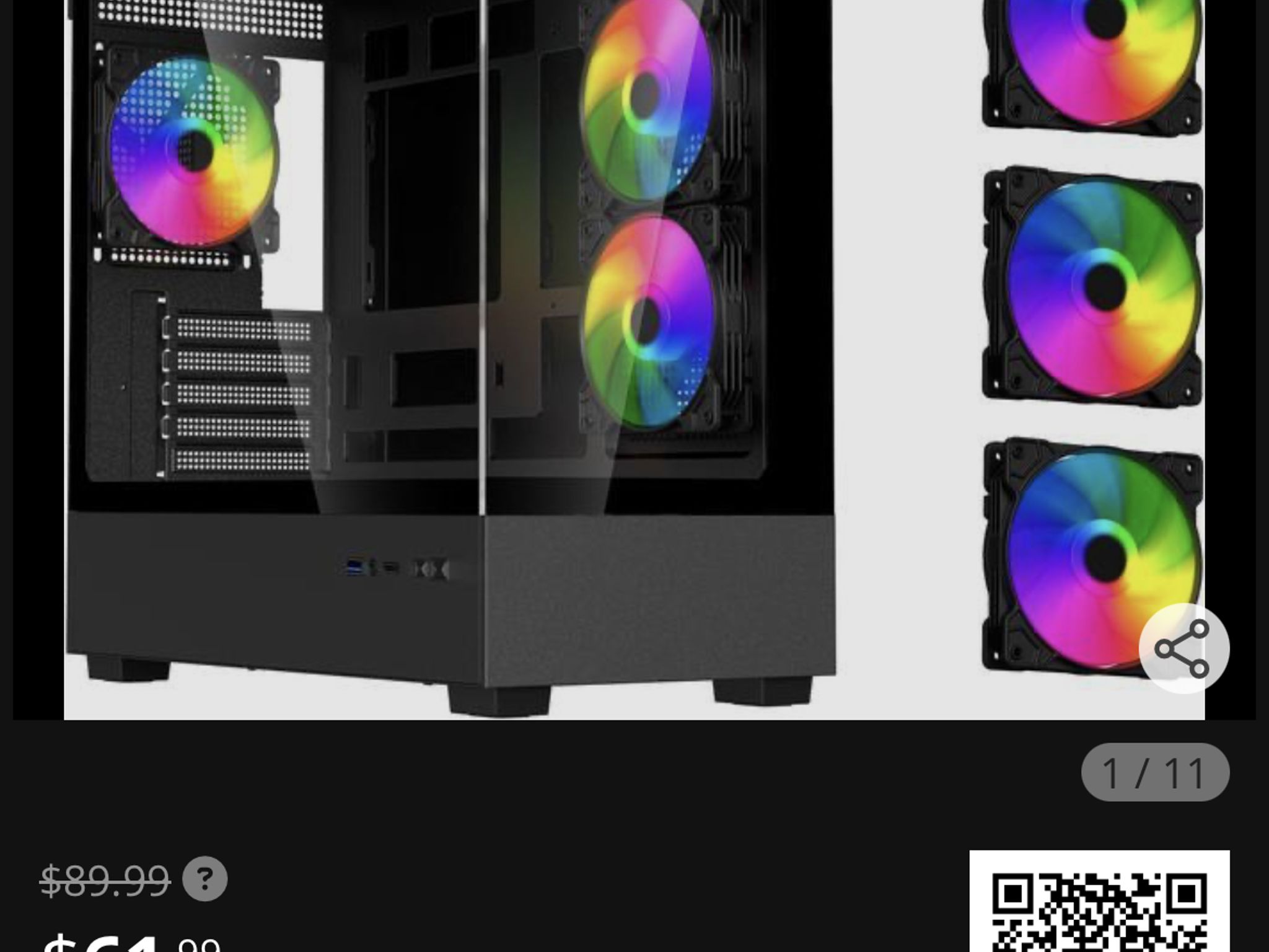DIYPC ARGB-N1-BK Black USB3.0 /Type C Micro ATX Gaming Computer Case 3 x ARGB 120mm Fans