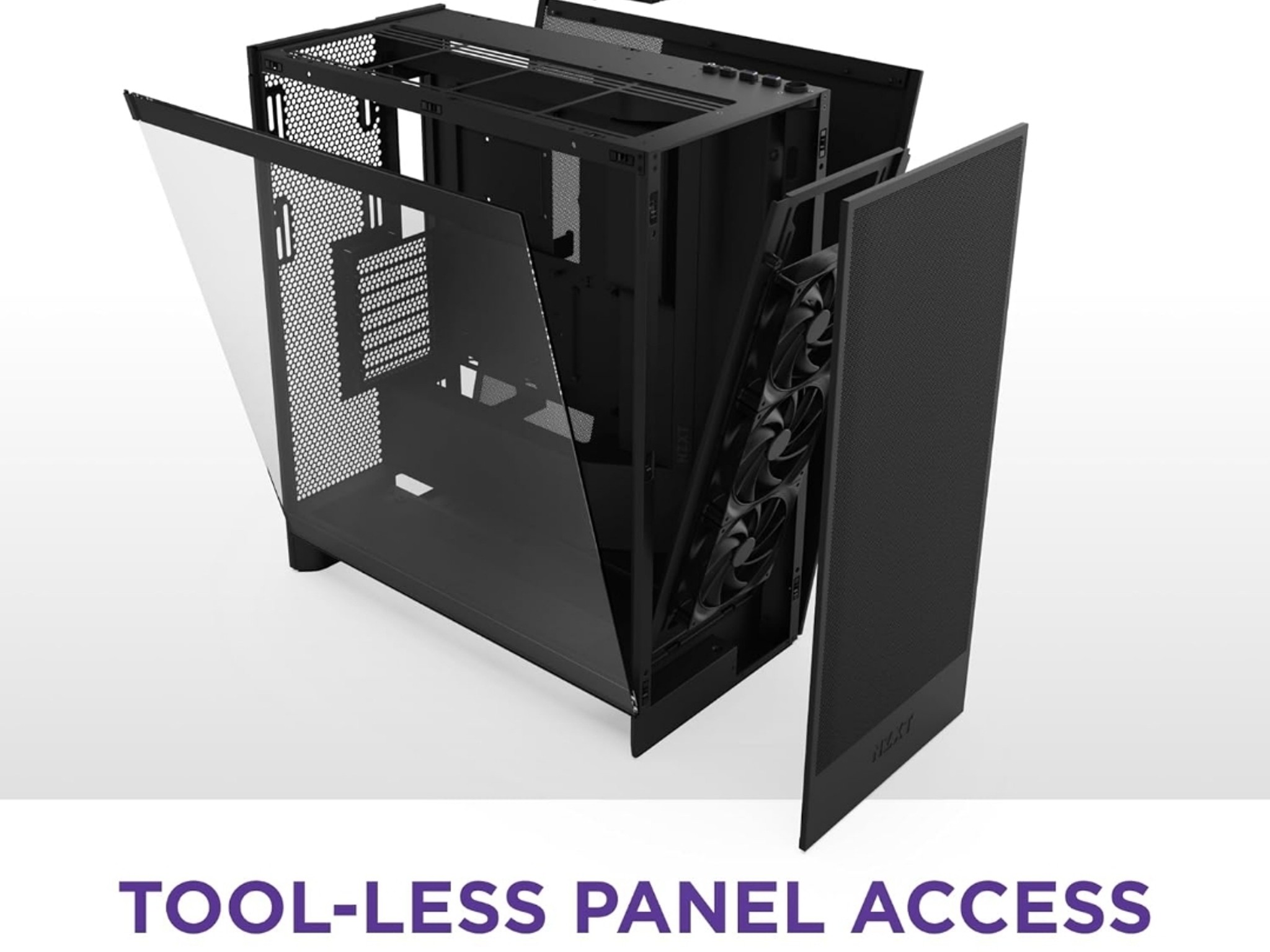 NZXT H7 Flow 2024 - Mid-Tower ATX Airflow Case - Includes Pre-Installed 3 x 120mm Fans - CM-H72FB-01