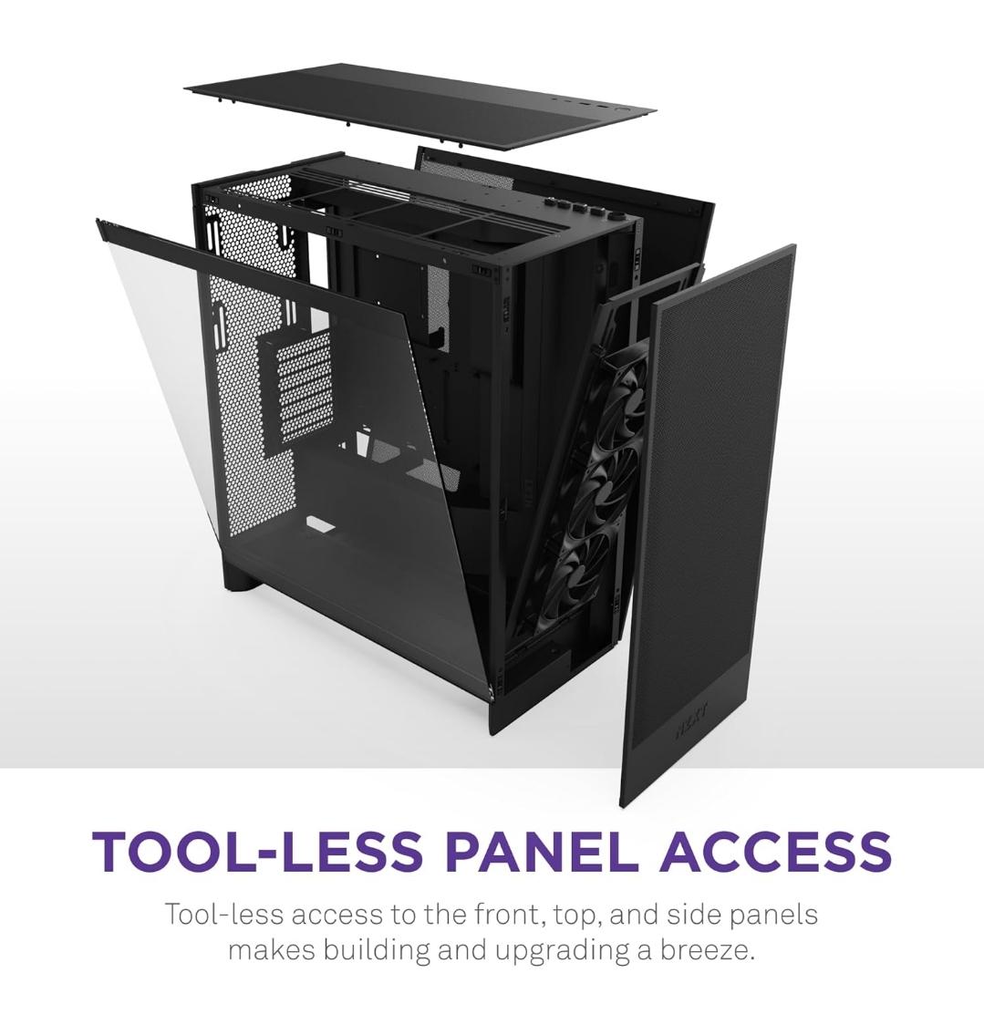 NZXT H7 Flow 2024 - Mid-Tower ATX Airflow Case - Includes Pre-Installed 3 x 120mm Fans - CM-H72FB-01