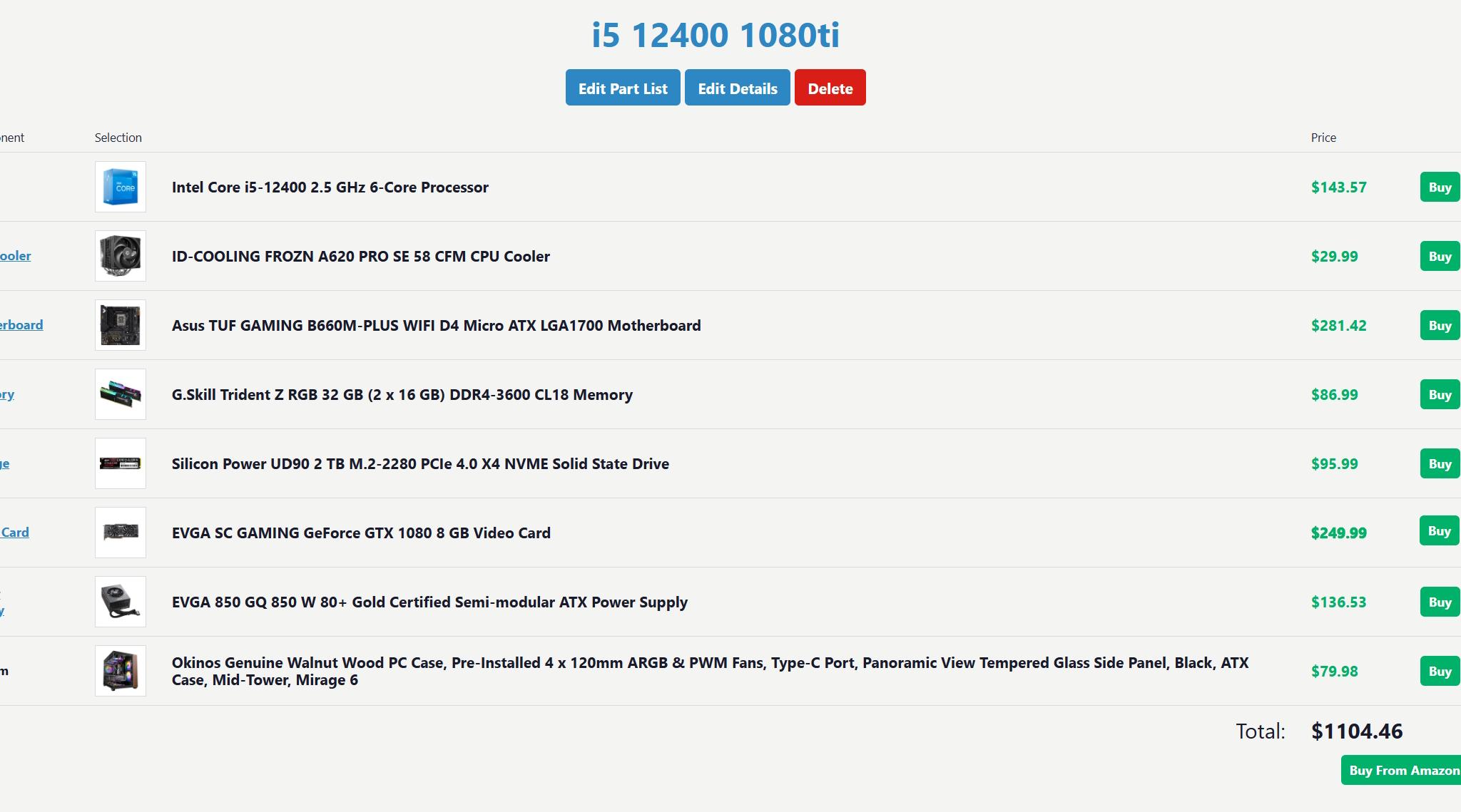 Gaming PC i5 12400 GeForce 1080 ti EVGA Gaming SC 32GB Ram New Build