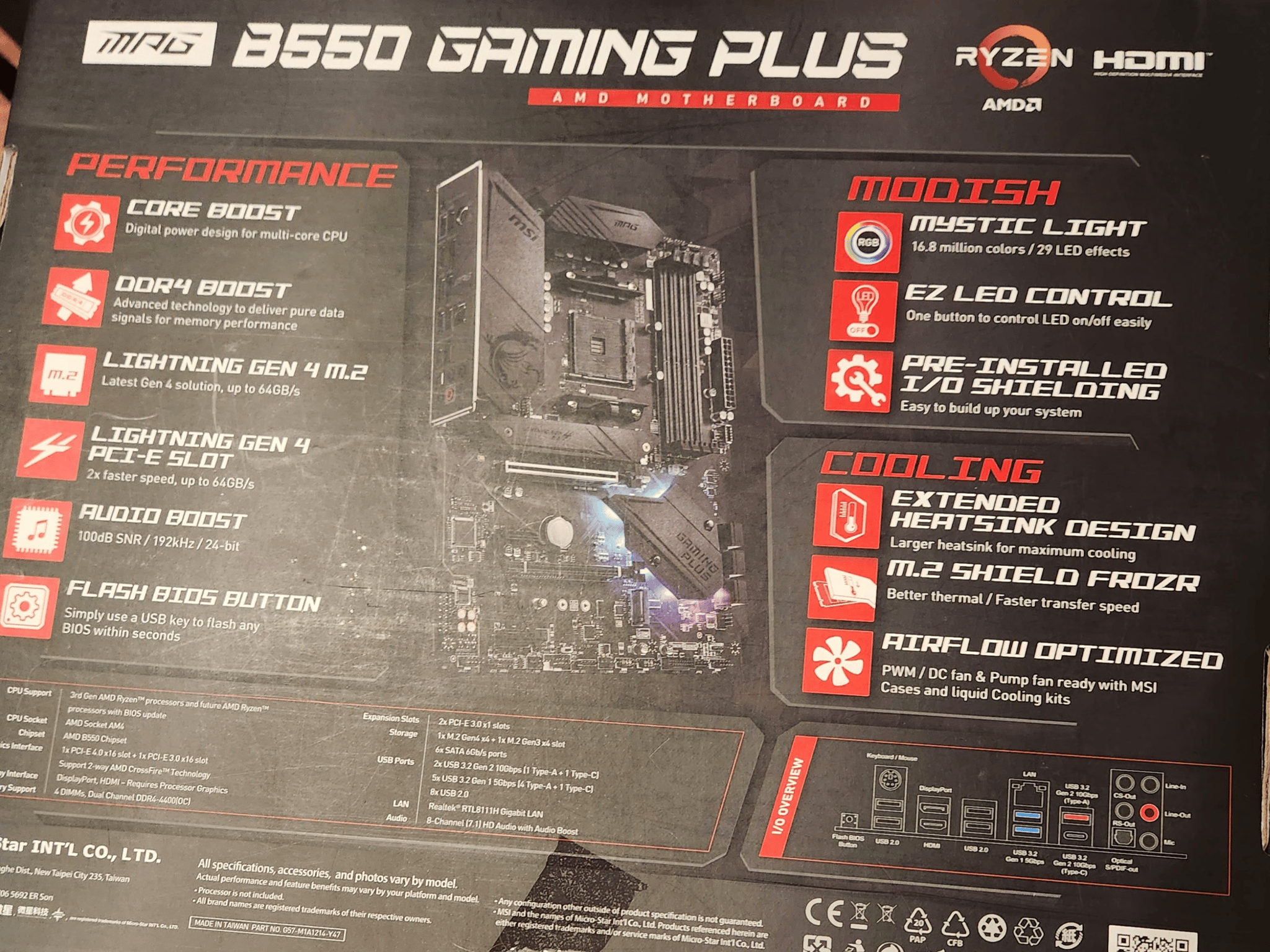 MSI B550 Gaming Plus ATX AM4 Motherboard, Supports 3rd Gen AMD Ryzen Processors
