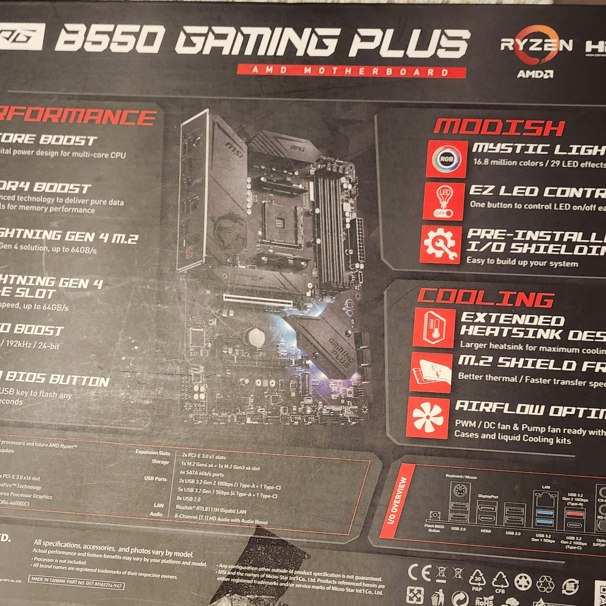 MSI B550 Gaming Plus ATX AM4 Motherboard, Supports 3rd Gen AMD Ryzen Processors