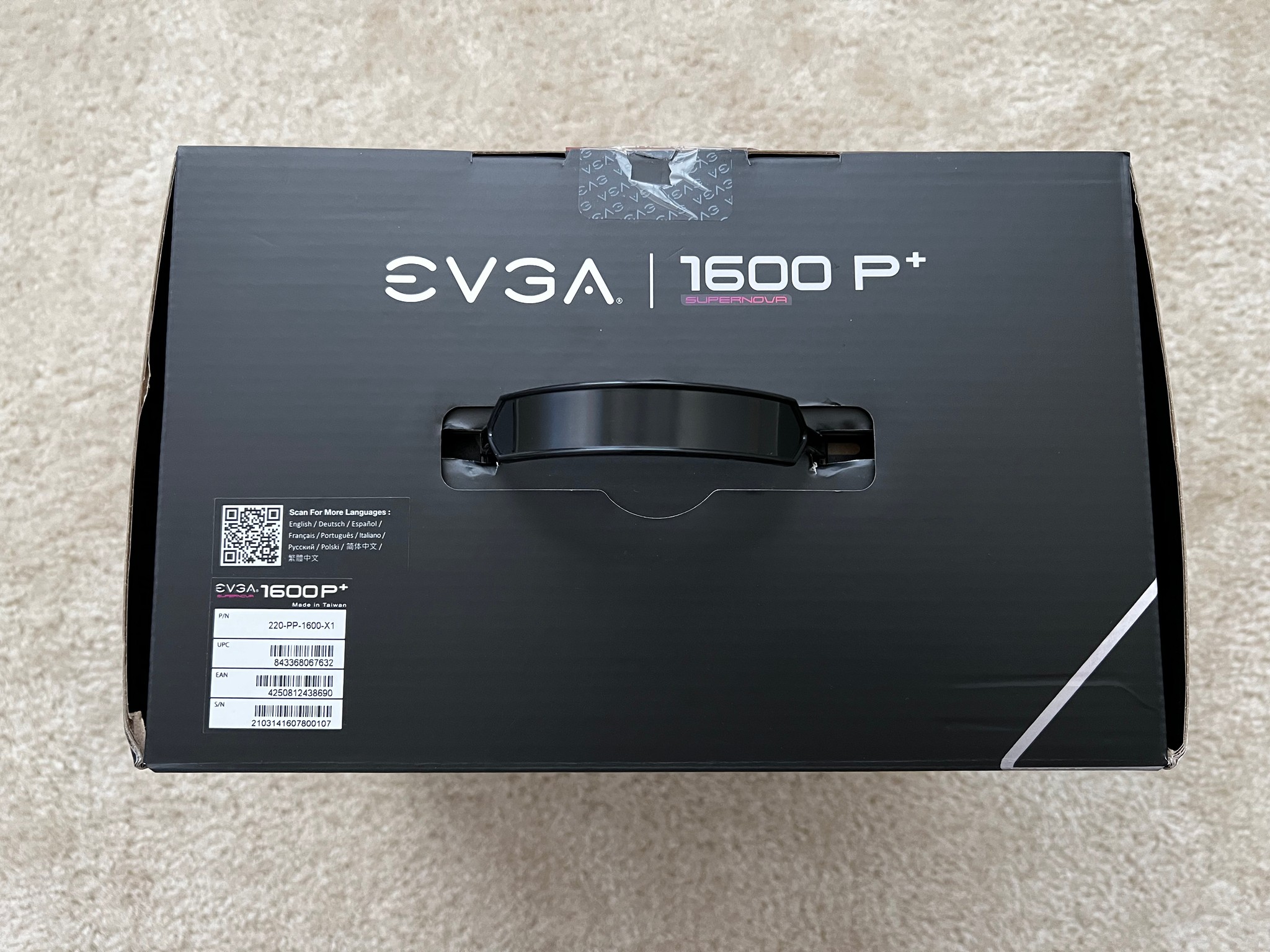 EVGA SuperNOVA 1600 P+, 80+ PLATINUM 1600W 220-PP-1600-X1 + CableMod 12VHPWR