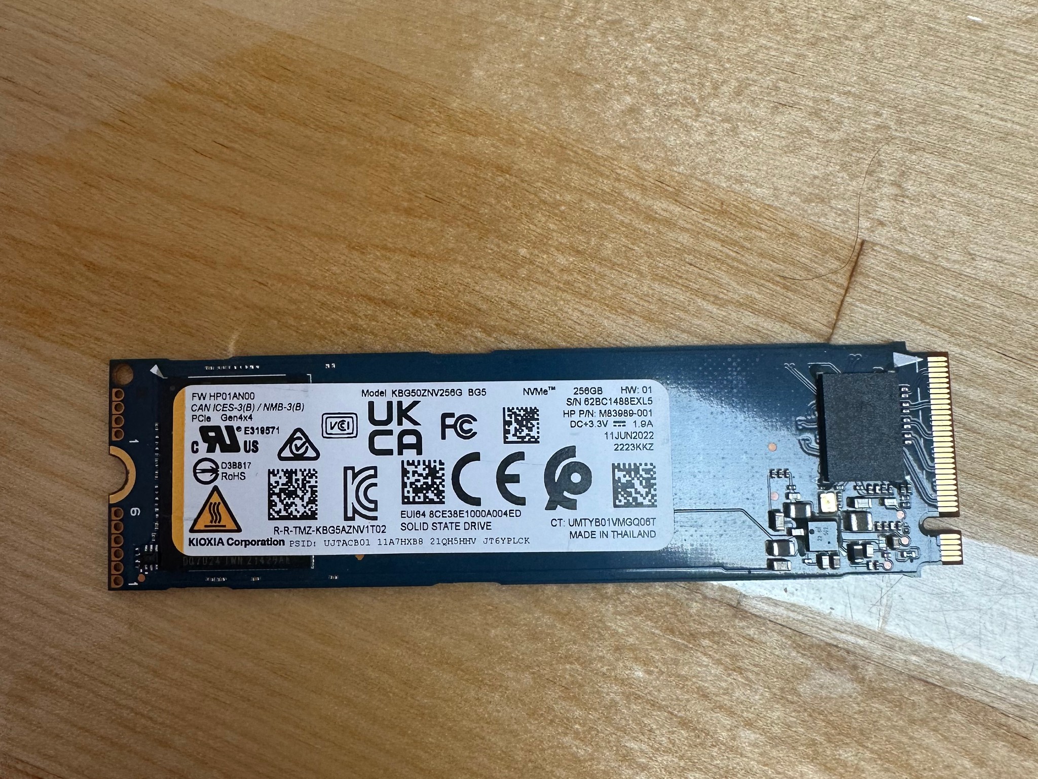 Kioxia 256gb gen 4 nvme m.2