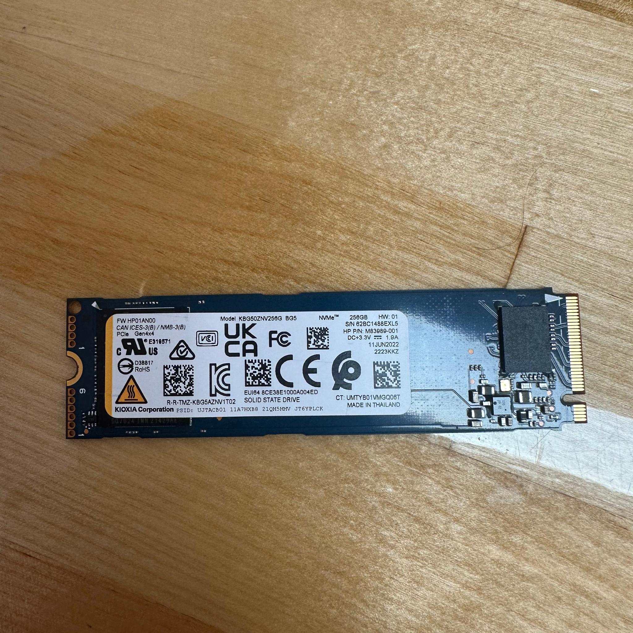 Kioxia 256gb gen 4 nvme m.2