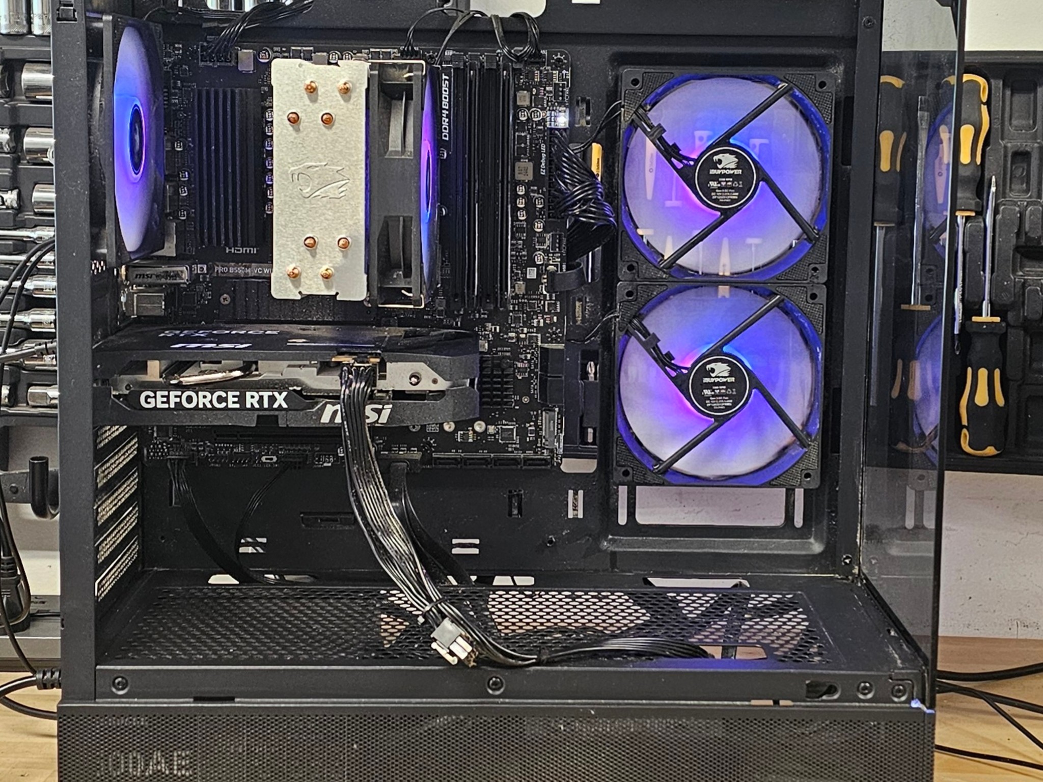 Black iBUYPOWER PC Case with Tempered Glass w/ 3 Fans