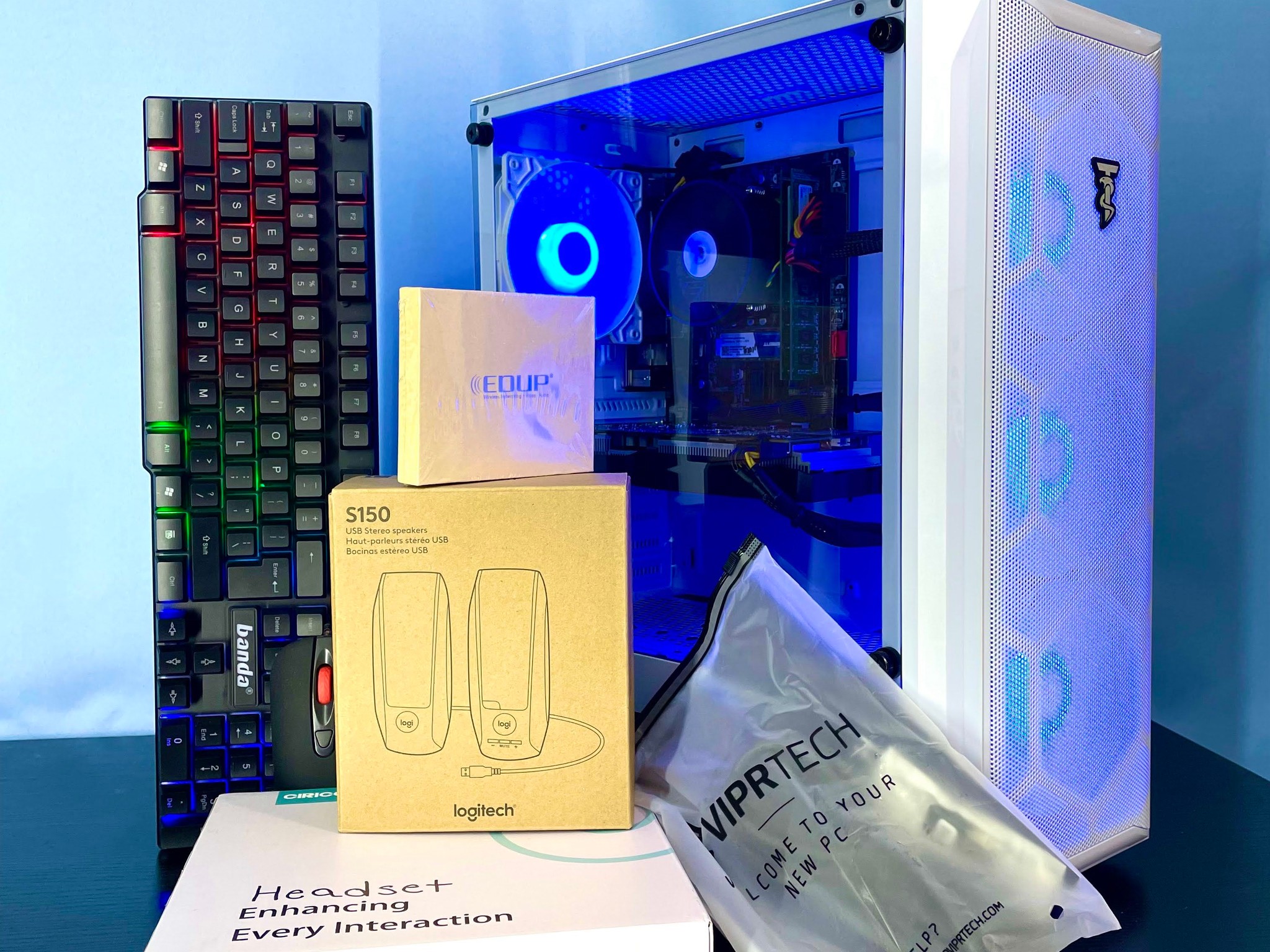 Intel i7 White Gaming PC | GTX1660Ti / 16GB / 1TB  SSD, Win 11 Pro + Wi-Fi
