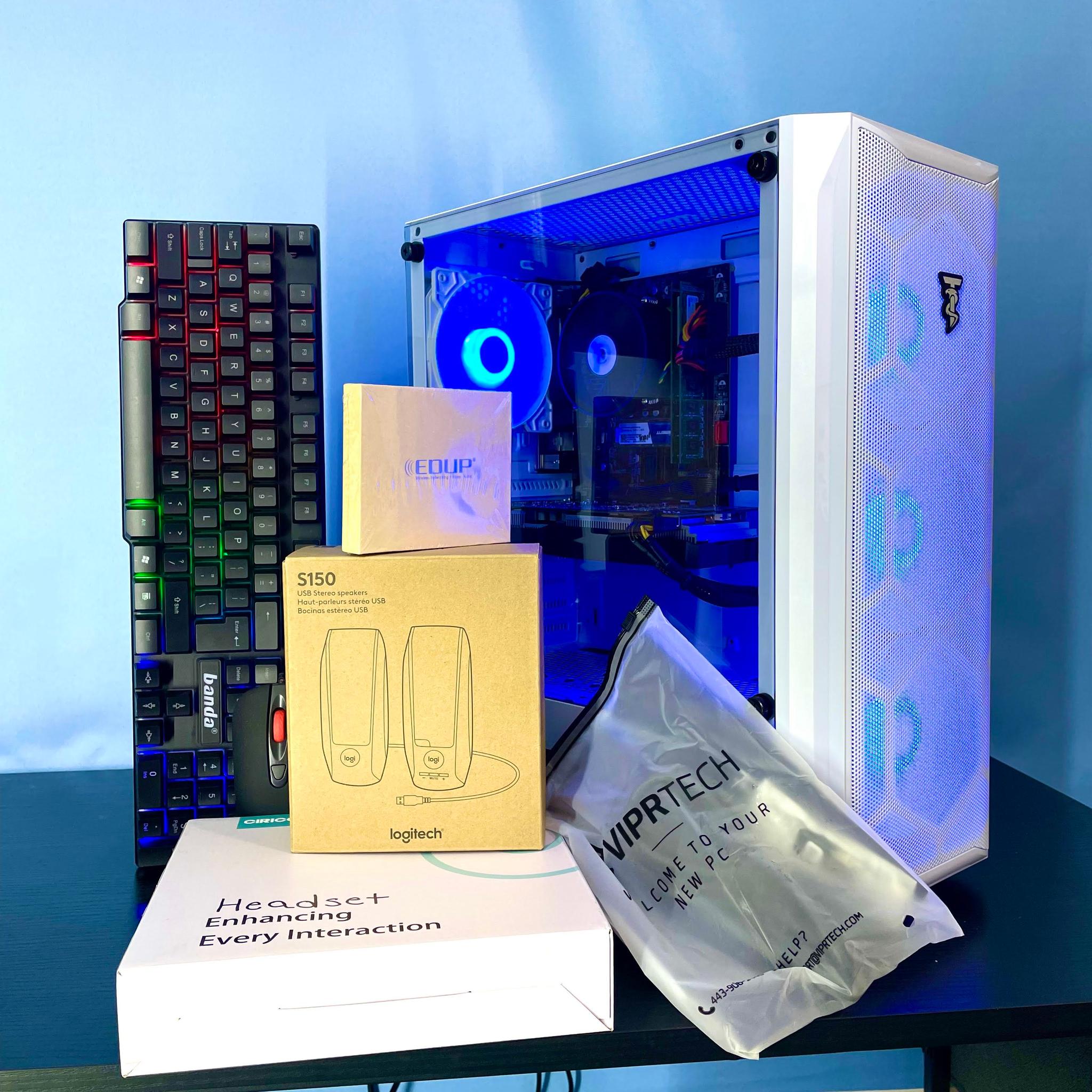 Intel i7 White Gaming PC | GTX1660Ti / 16GB / 1TB  SSD, Win 11 Pro + Wi-Fi