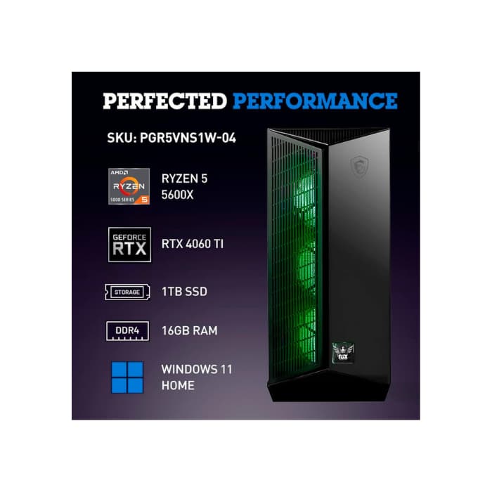 Nsx Gaming Pc Falcon Ryzen 5 5600X Geforce RTX 4060 TI, 16GB RAM, 1TB SSD NVME M2, Windows 11 Home