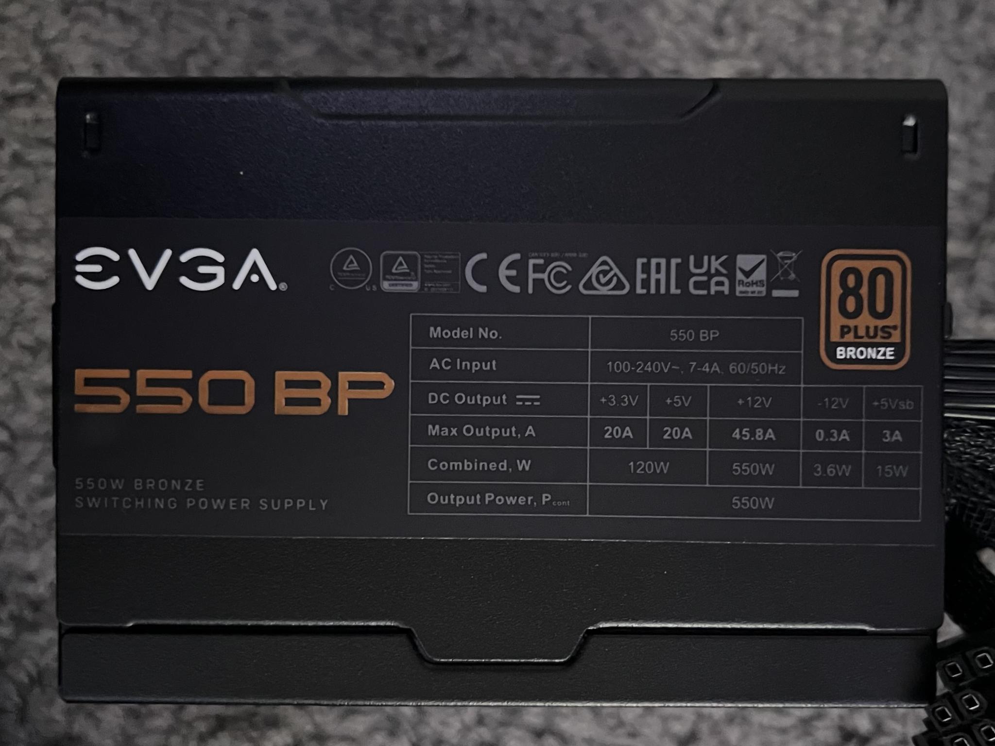 Used EVGA 550 BP, 80+ BRONZE, 550W Power Supply
