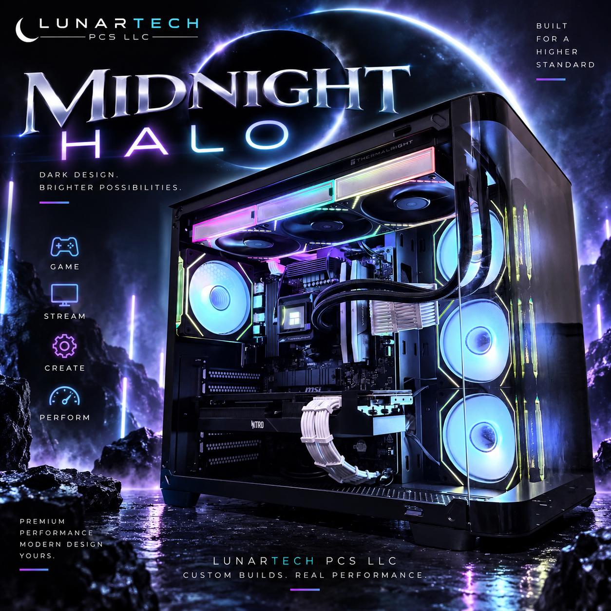 ⚫️"Midnight Halo"🌈| 4k Gaming | RX 7900GRE 16GB | Ryzen 5 7600X | 32GB 6400mt/s DDR5 | 2TB SSD+Dram