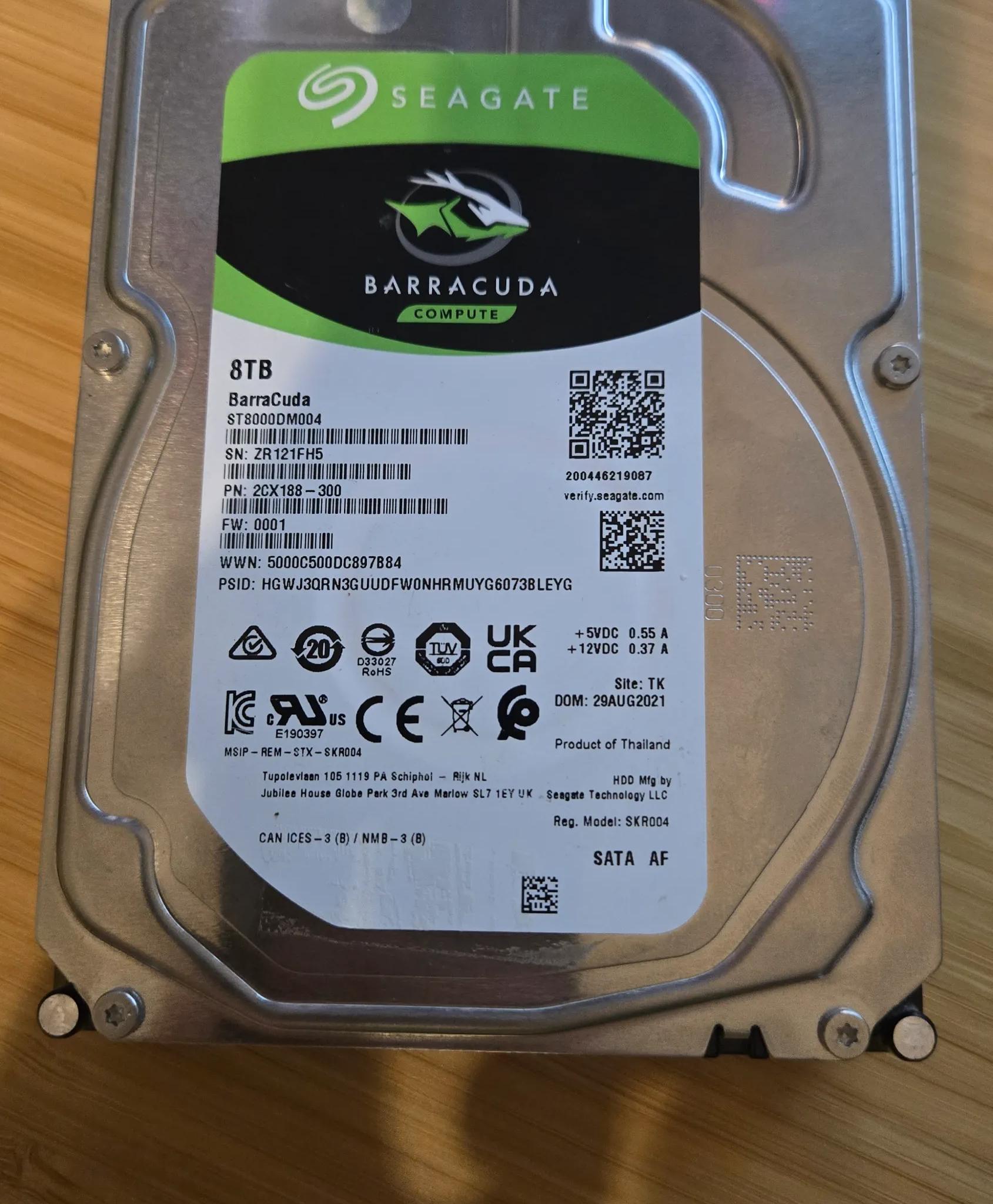 8TB Hard Drive - Seagate Barracuda compute 7200RPM