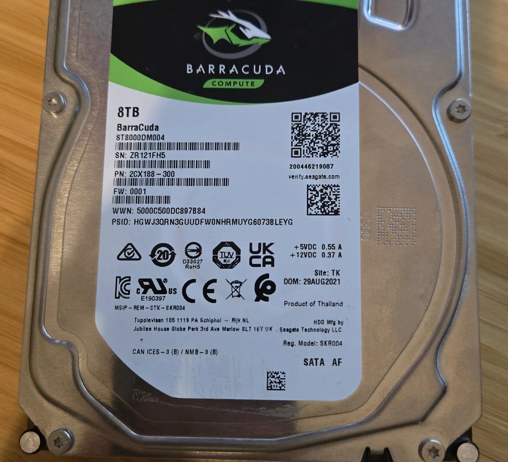 8TB Hard Drive - Seagate Barracuda compute 7200RPM