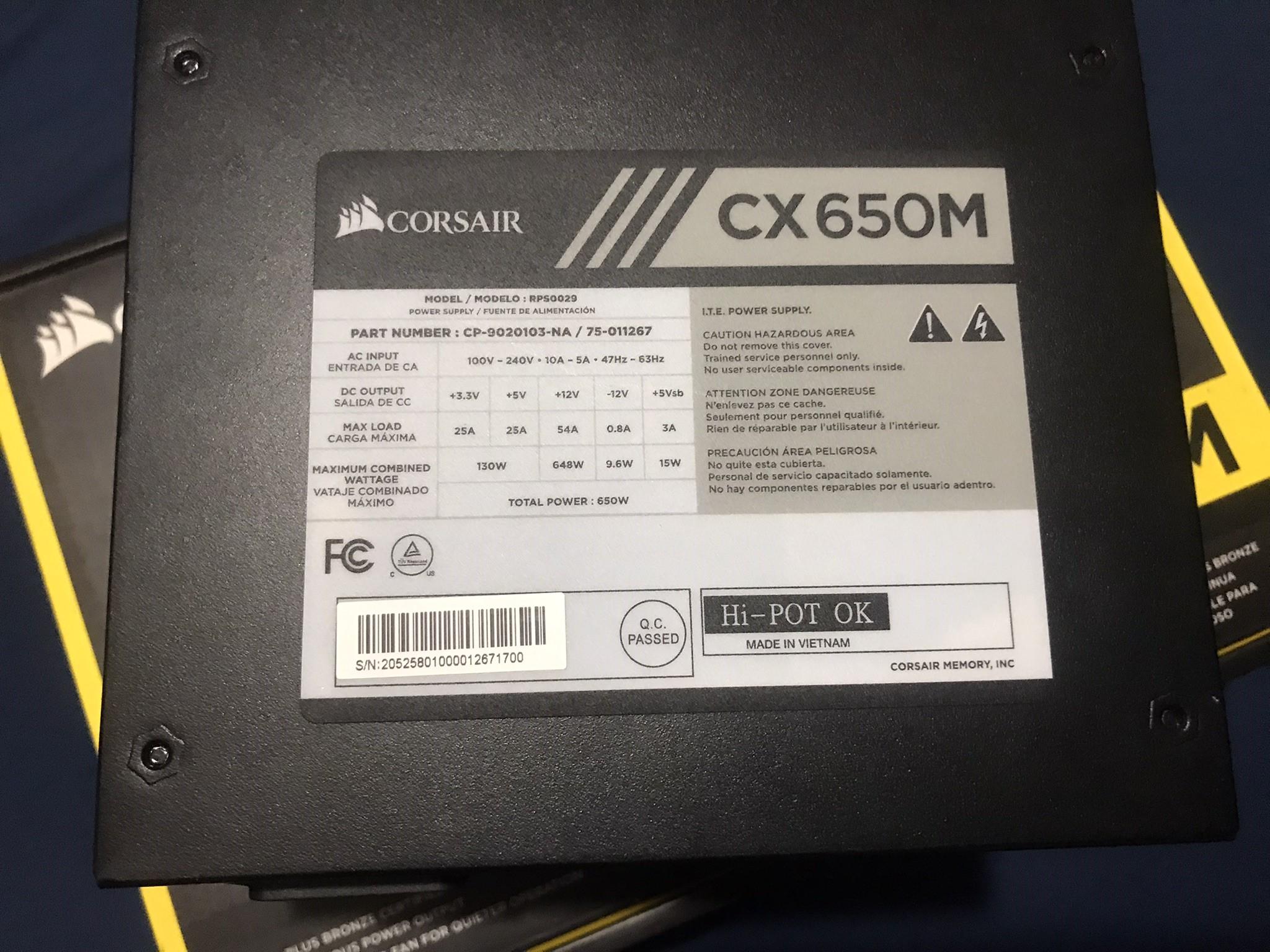 Corsair CX650M 650Watt Semi-Modular ATX Power Supply