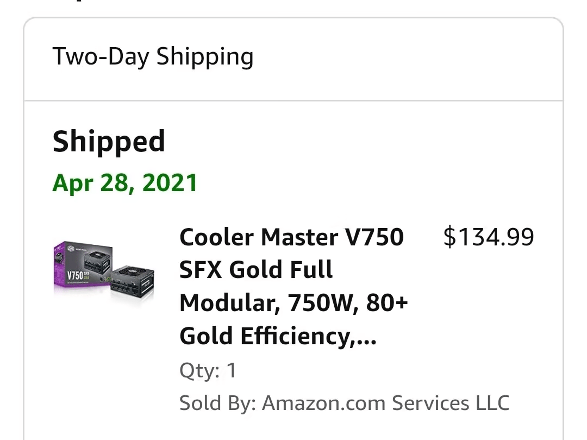 Cooler Master V750 SFX Gold Fully Modular Power Supply, Used For 1 Year