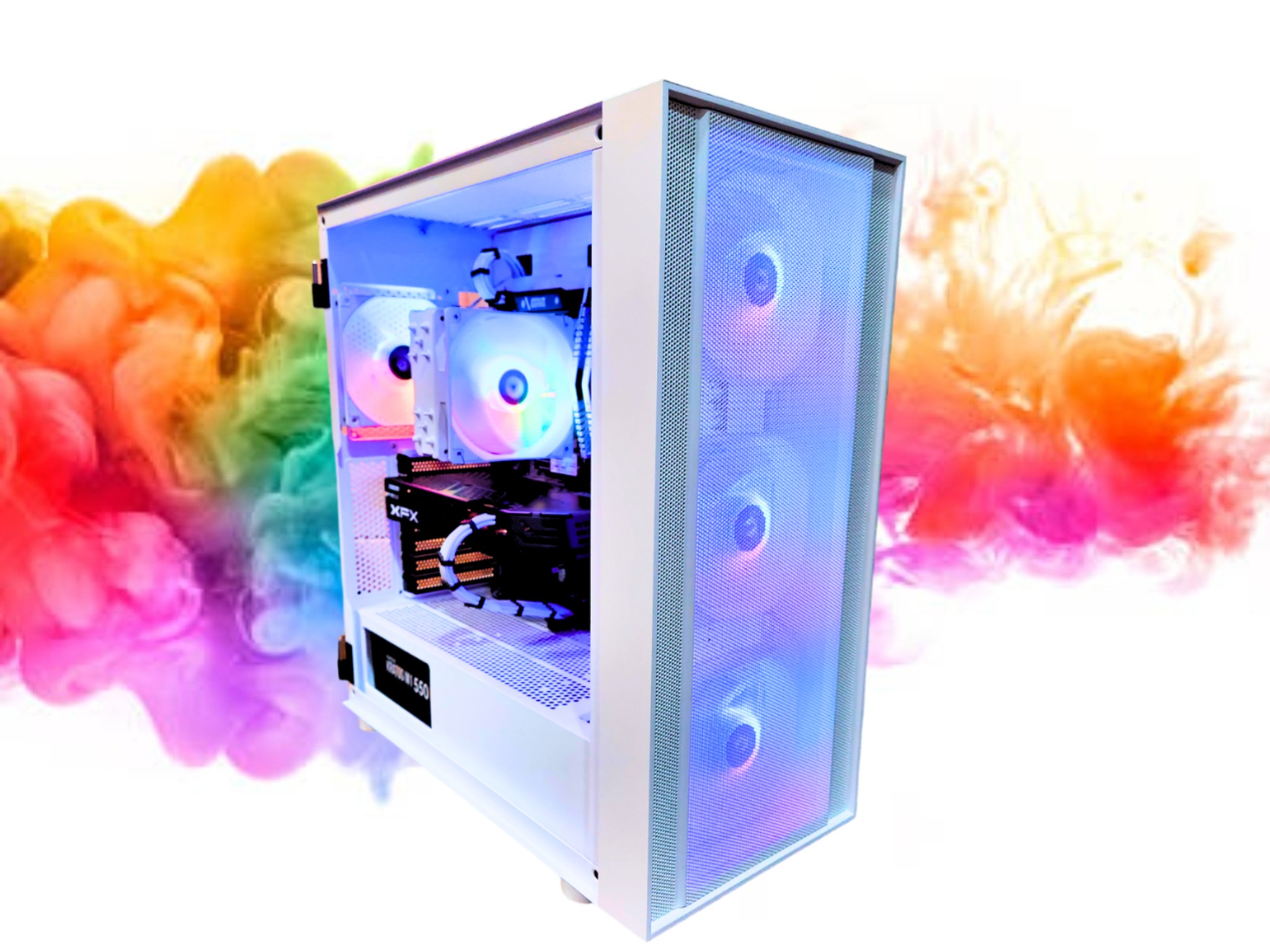 SALE: RX 580 8GB + Ryzen 7 + 512GB SSD + 16GBs RAM + 5 RGB Fans ( White RGB Gaming PC )