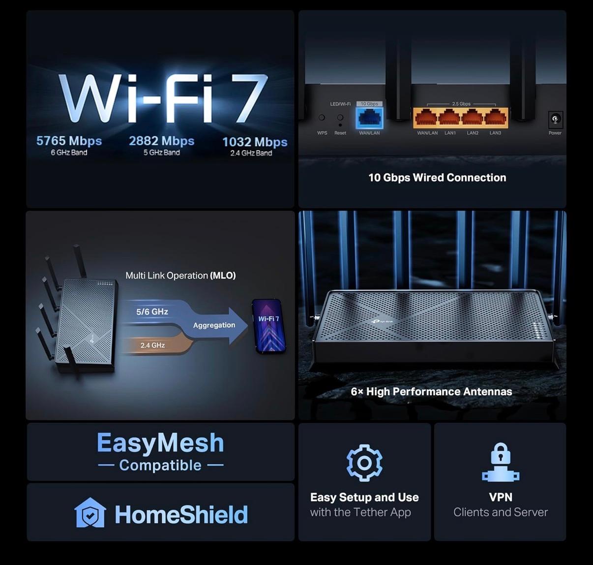 WiFi 7 TP-Link Tri-Band BE9700 Router