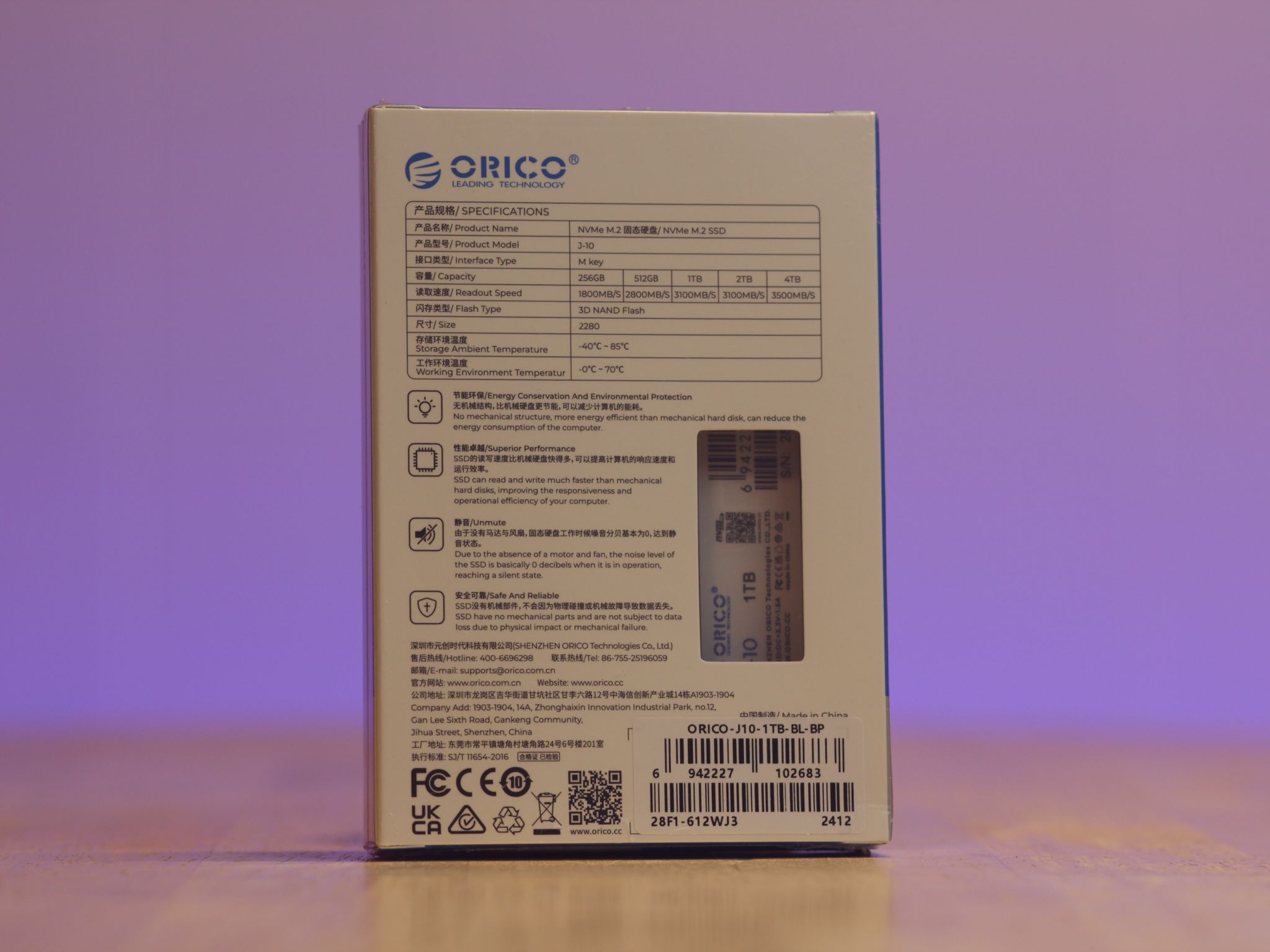 Brand New! ORICO J10 1TB SSD M.2 2280 PCIe Gen3x4 3D NAND NVMe SSD