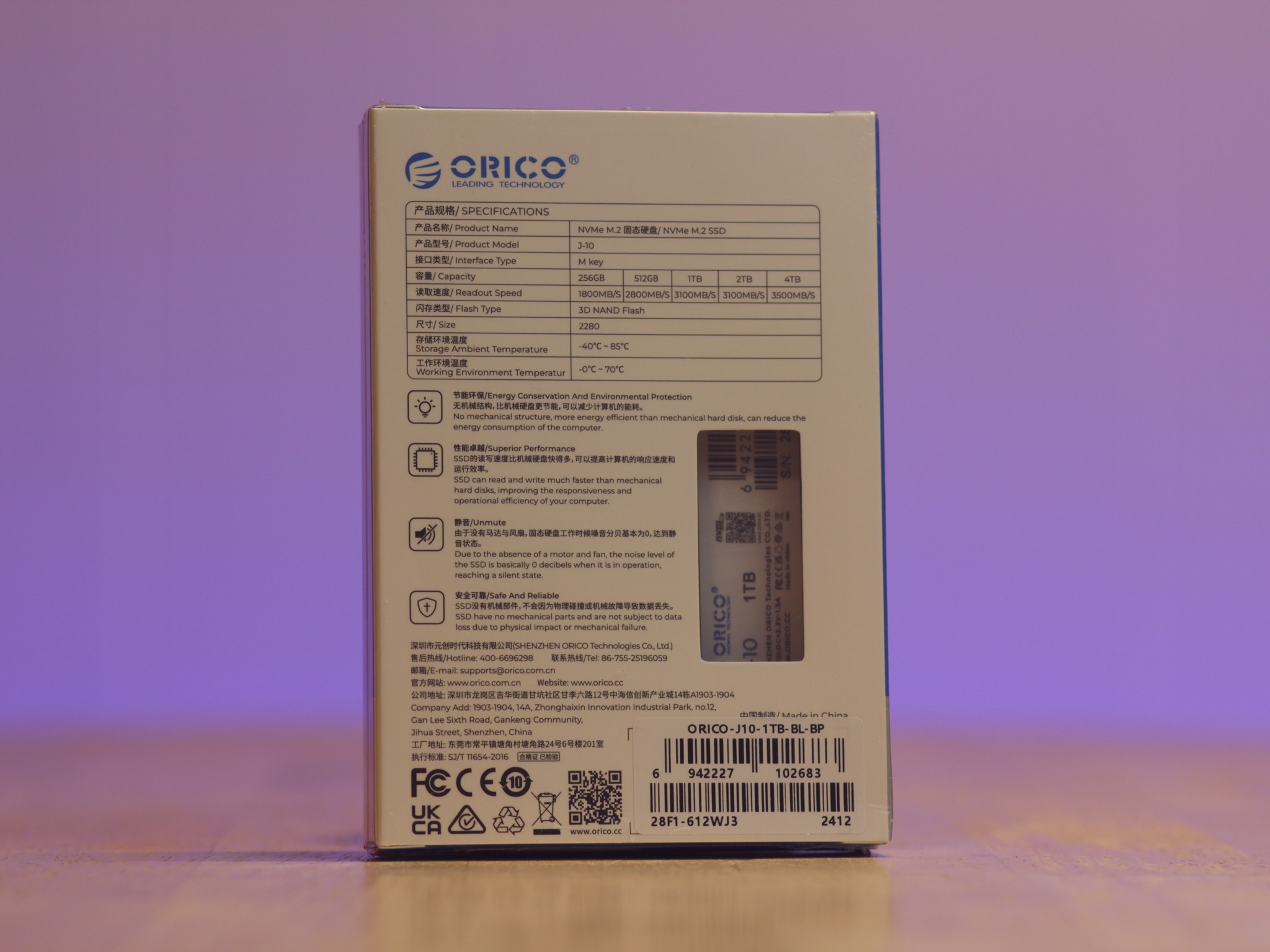 Brand New! ORICO J10 1TB SSD M.2 2280 PCIe Gen3x4 3D NAND NVMe SSD
